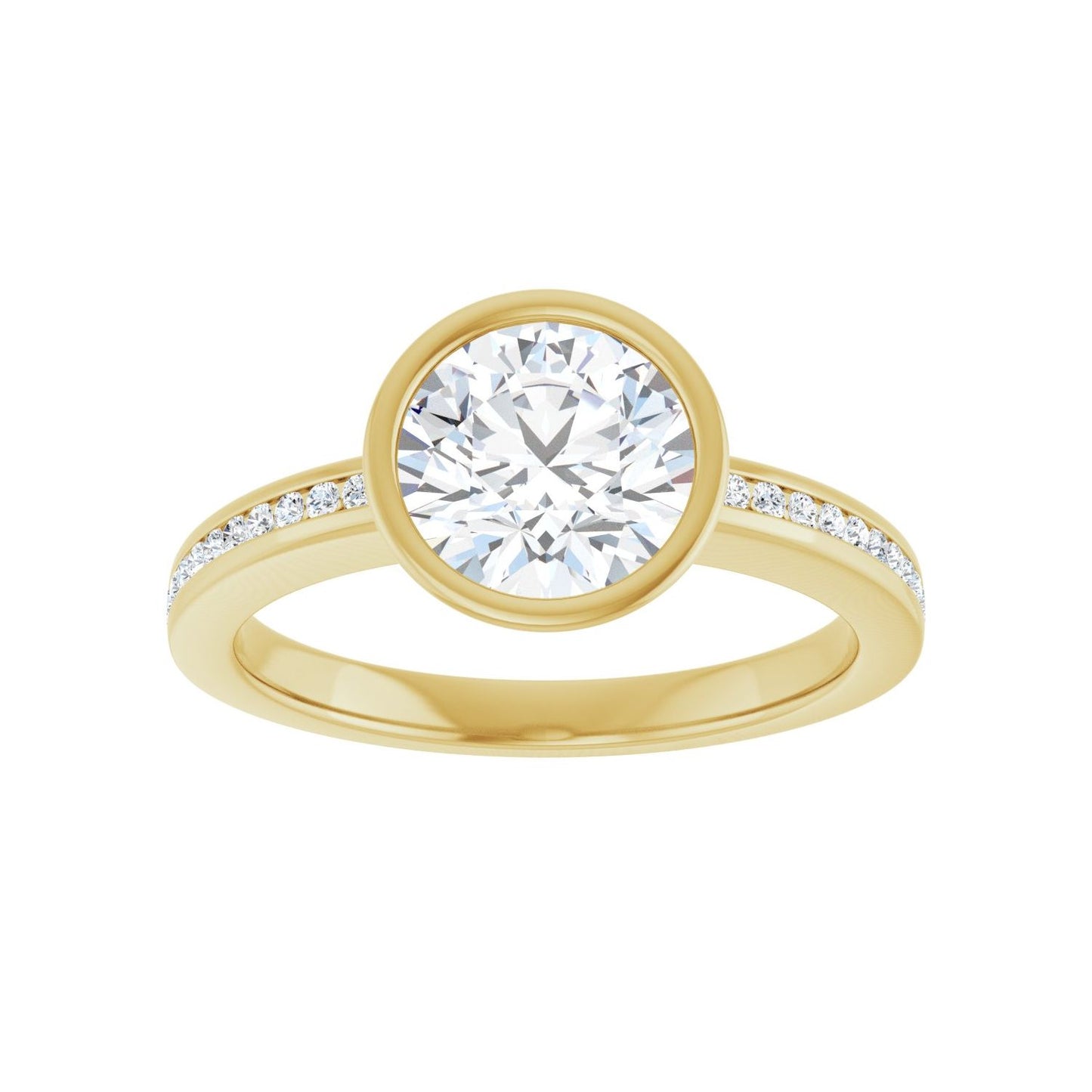 Round Bezel-Set Solitaire Engagement Ring | Metal Type=14K Yellow Gold | Center Stone Size=1.5 CT | Image 3