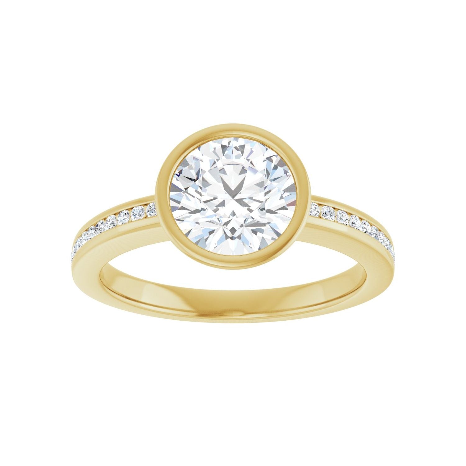 Round Bezel-Set Solitaire Engagement Ring | Metal Type=14K Yellow Gold | Center Stone Size=1.5 CT | Image 3