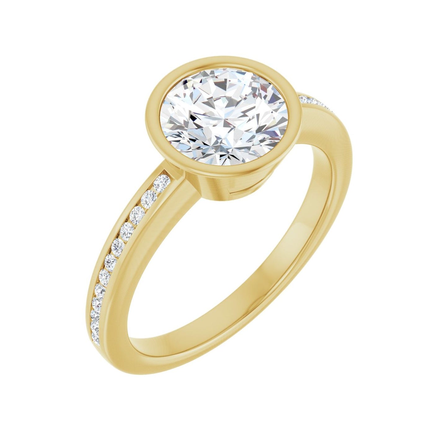 Round Bezel-Set Solitaire Engagement Ring | Metal Type=14K Yellow Gold | Center Stone Size=1.5 CT | Image 1