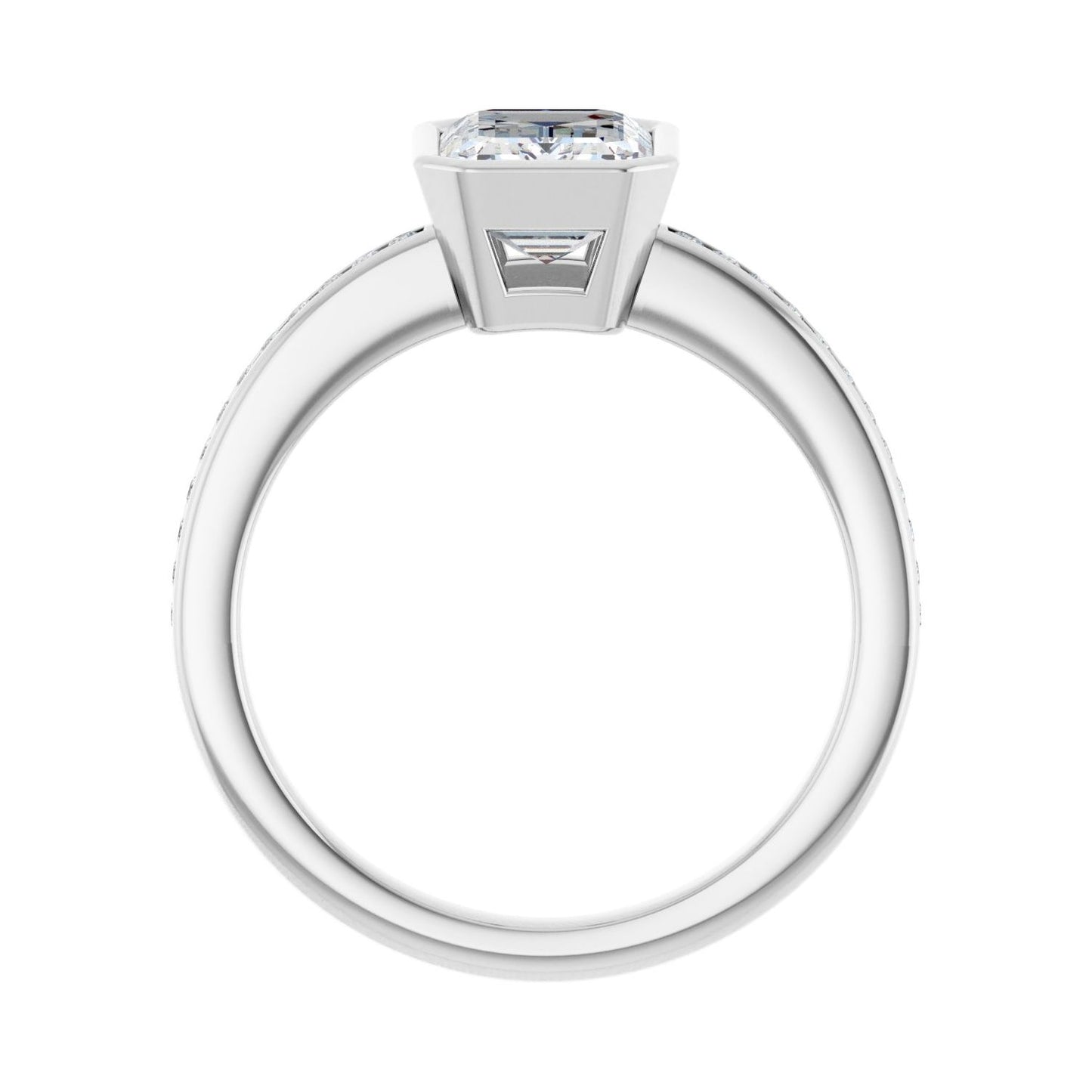 Emerald Bezel-Set Solitaire Engagement Ring | Metal Type=14K White Gold | Center Stone Size=2 CT | Image 2