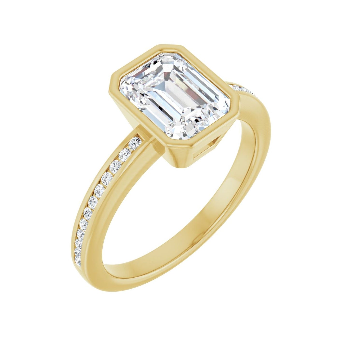 Emerald Bezel-Set Solitaire Engagement Ring | Metal Type=14K Yellow Gold | Center Stone Size=2 CT | Image 1