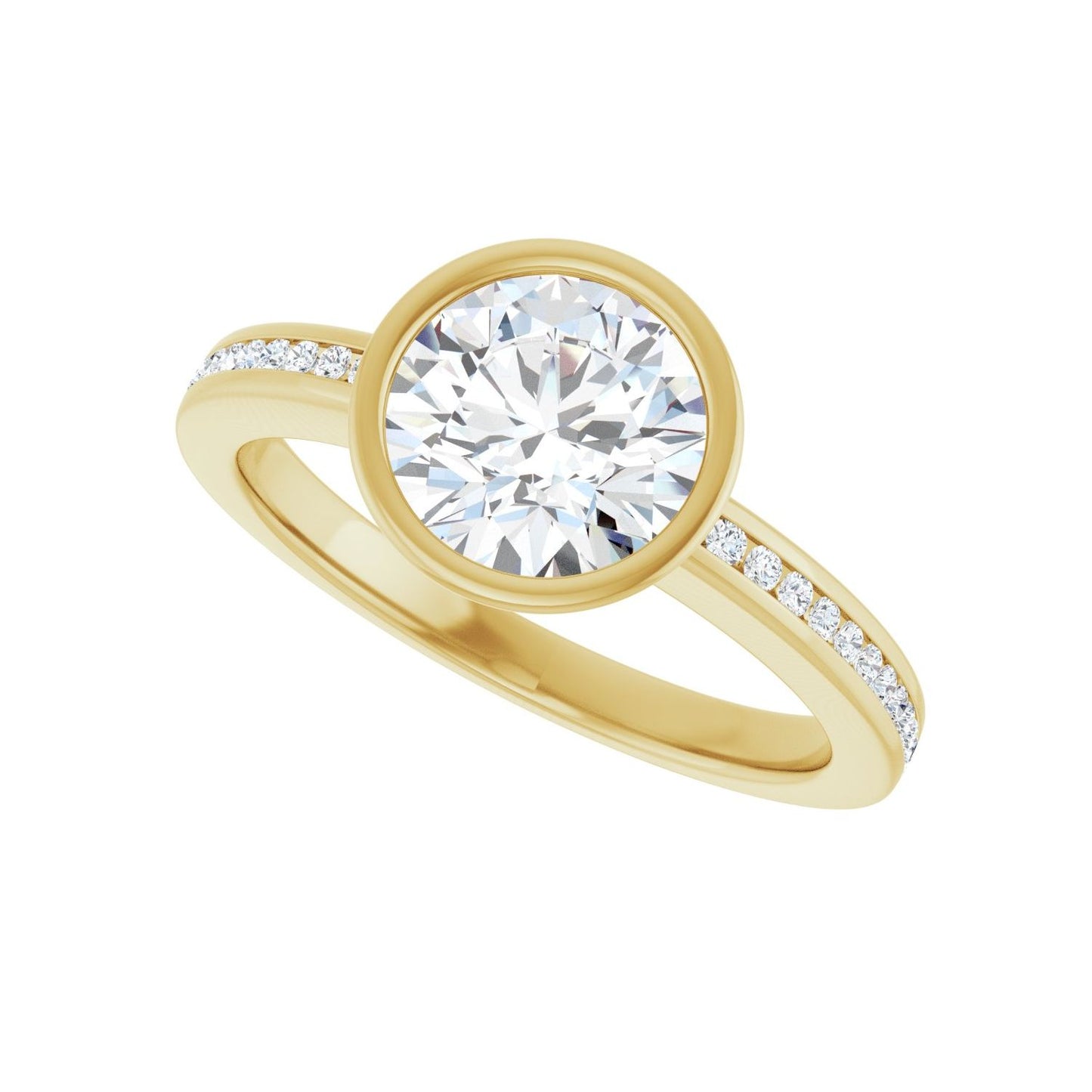 Round Bezel-Set Solitaire Engagement Ring | Metal Type=14K Yellow Gold | Center Stone Size=1.5 CT | Image 5