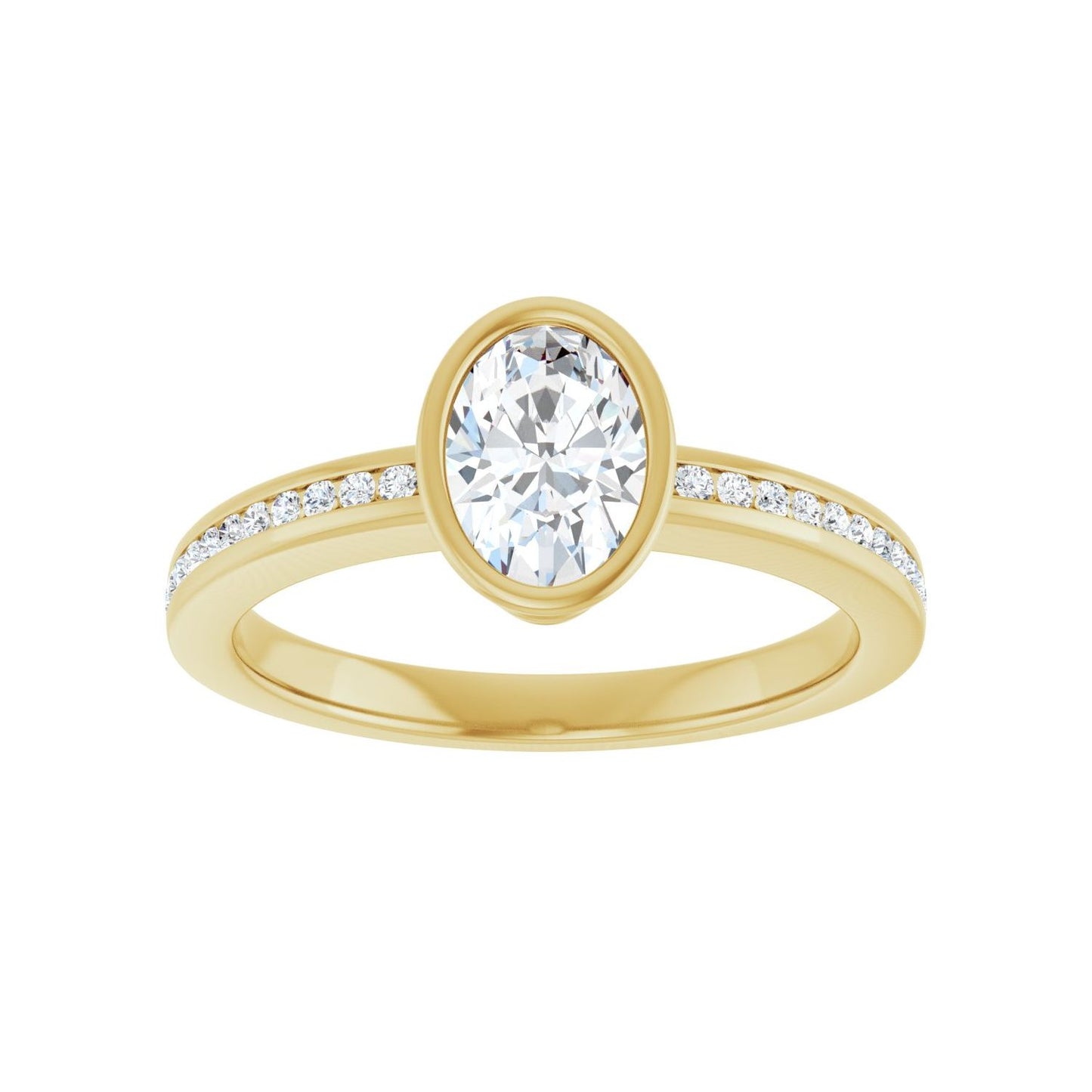 Oval Bezel-Set Solitaire Engagement Ring | Metal Type=14K Yellow Gold | Center Stone Size=1 CT | Image 3