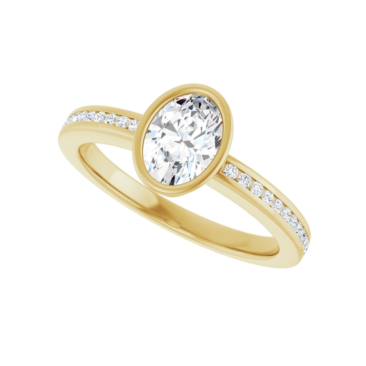 Oval Bezel-Set Solitaire Engagement Ring | Metal Type=14K Yellow Gold | Center Stone Size=1 CT | Image 5