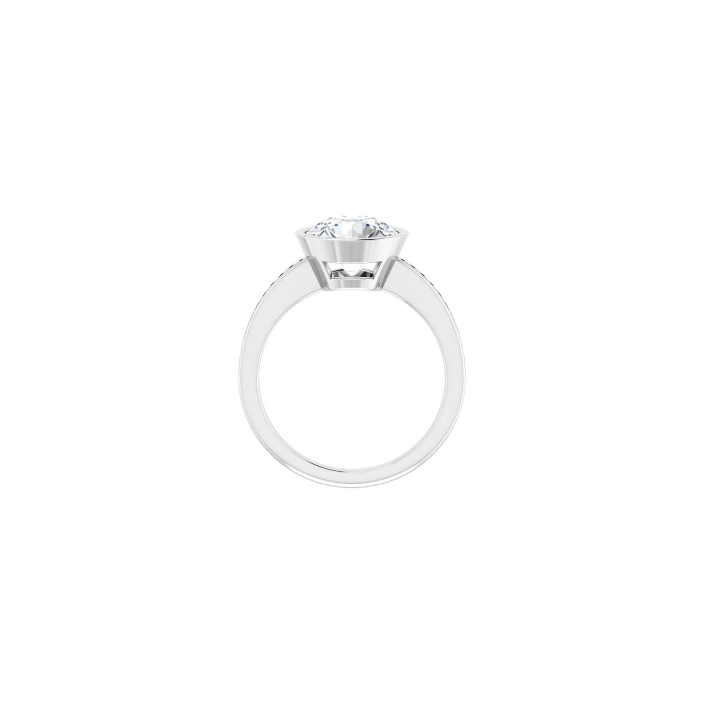 Round Bezel-Set Solitaire Engagement Ring | Metal Type=14K White Gold | Center Stone Size=2.5 CT | Image 2