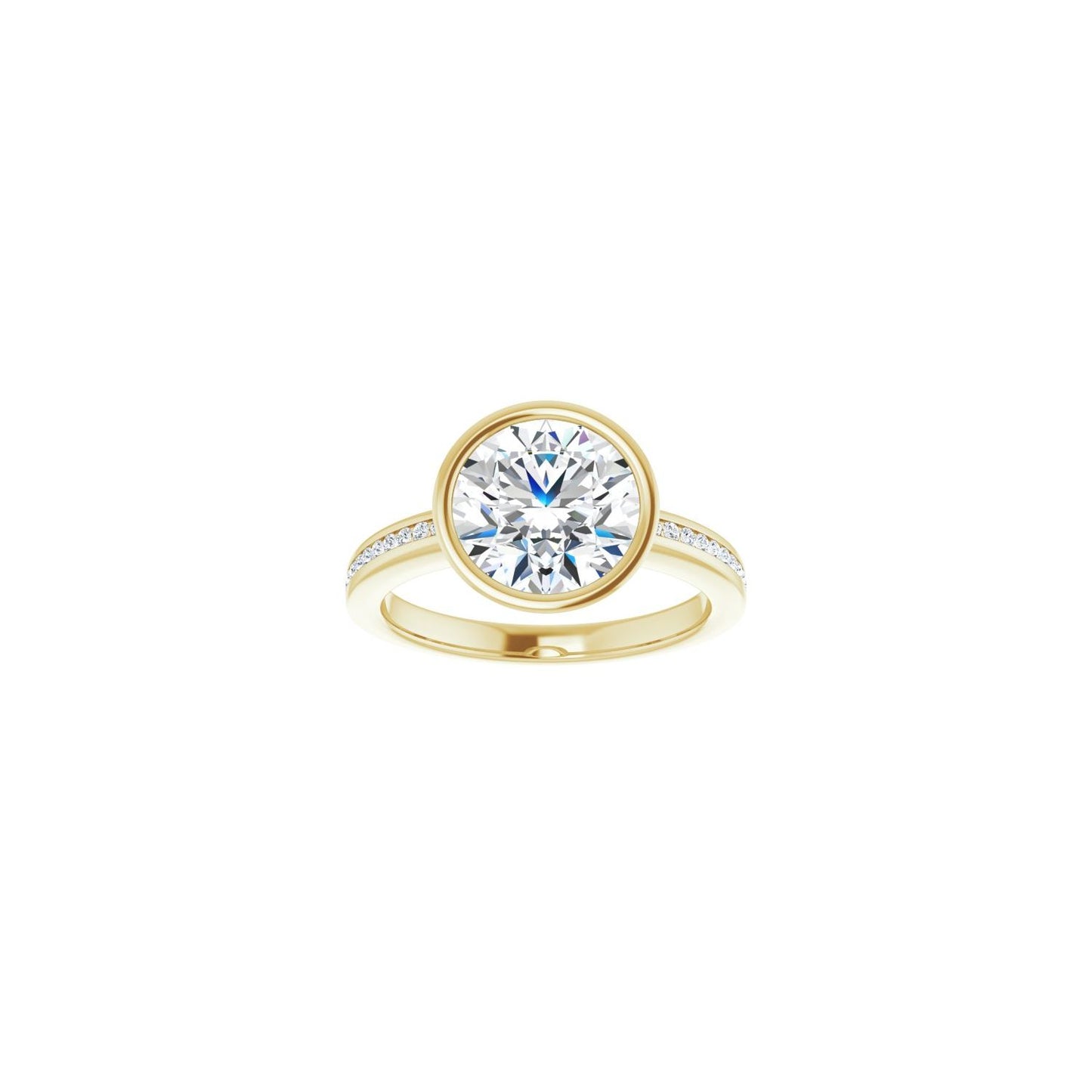 Round Bezel-Set Solitaire Engagement Ring | Metal Type=14K Yellow Gold | Center Stone Size=2.5 CT | Image 3