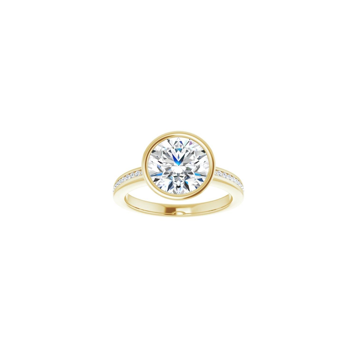 Round Bezel-Set Solitaire Engagement Ring | Metal Type=14K Yellow Gold | Center Stone Size=2.5 CT | Image 3