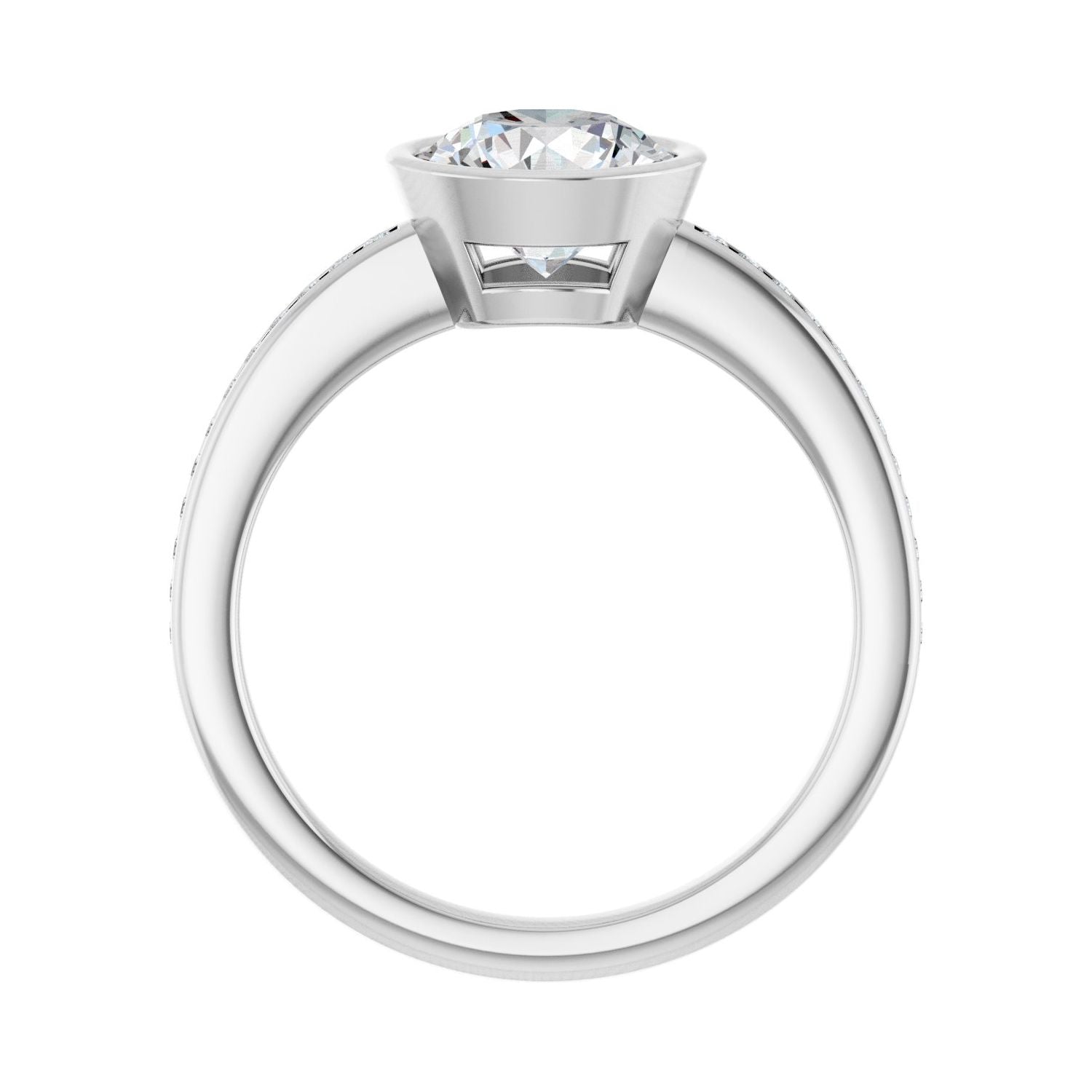 Round Bezel-Set Solitaire Engagement Ring | Metal Type=14K White Gold | Center Stone Size=1.5 CT | Image 2