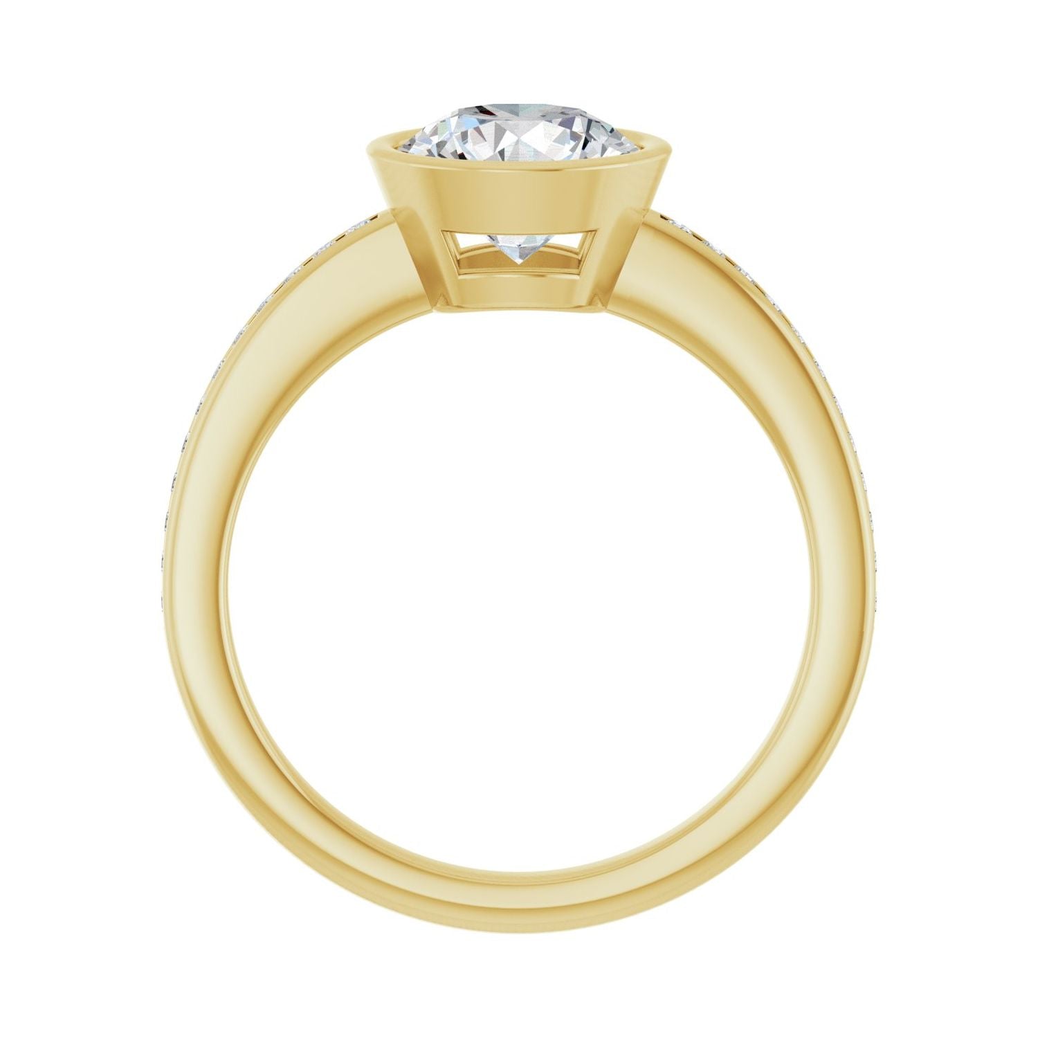 Round Bezel-Set Solitaire Engagement Ring | Metal Type=14K Yellow Gold | Center Stone Size=1.5 CT | Image 2
