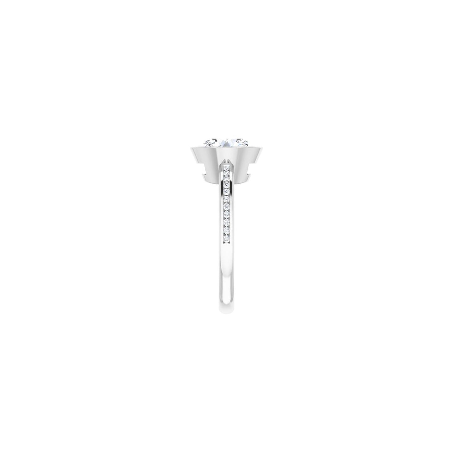 Round Bezel-Set Solitaire Engagement Ring | Metal Type=14K White Gold | Center Stone Size=2.5 CT | Image 4