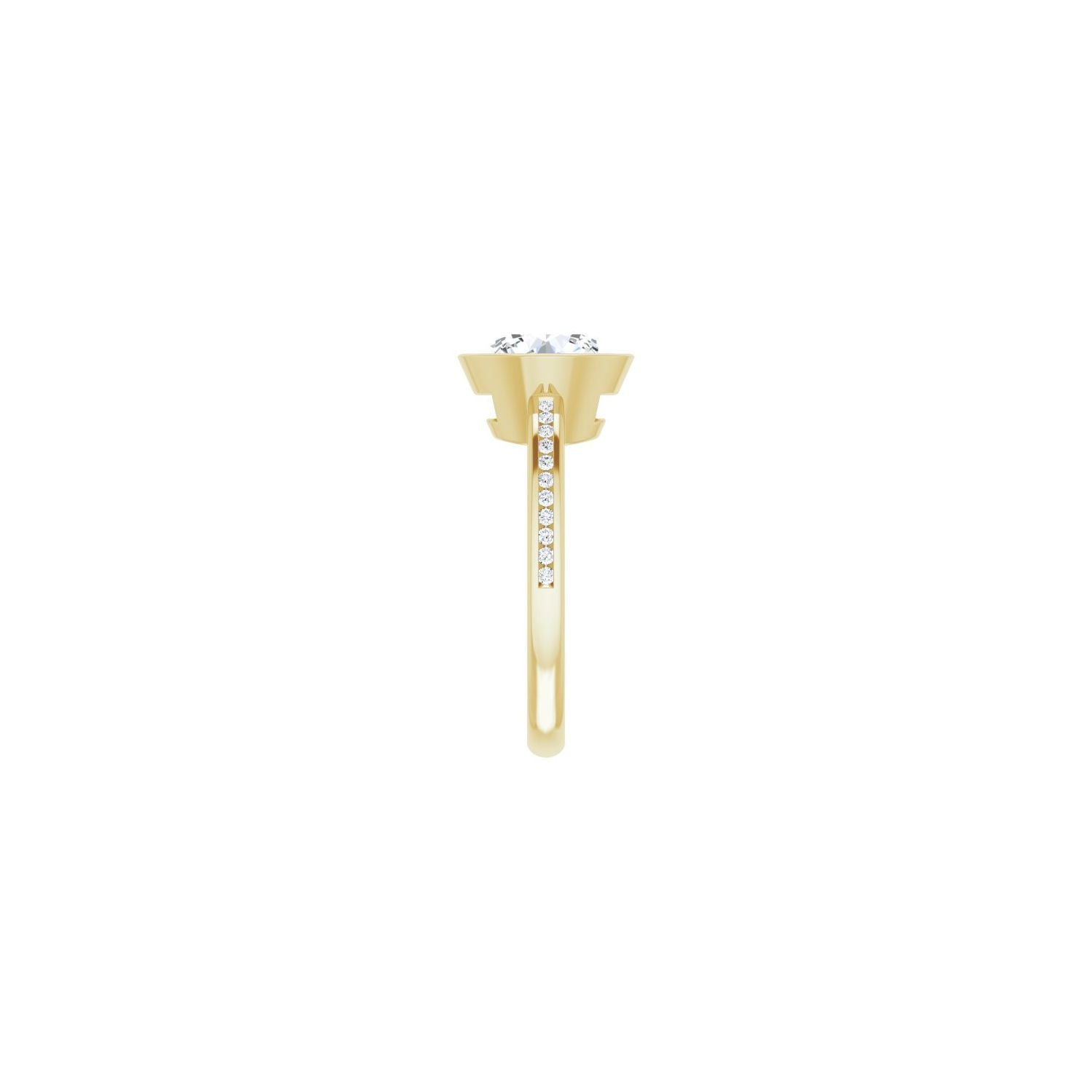 Round Bezel-Set Solitaire Engagement Ring | Metal Type=14K Yellow Gold | Center Stone Size=2.5 CT | Image 4