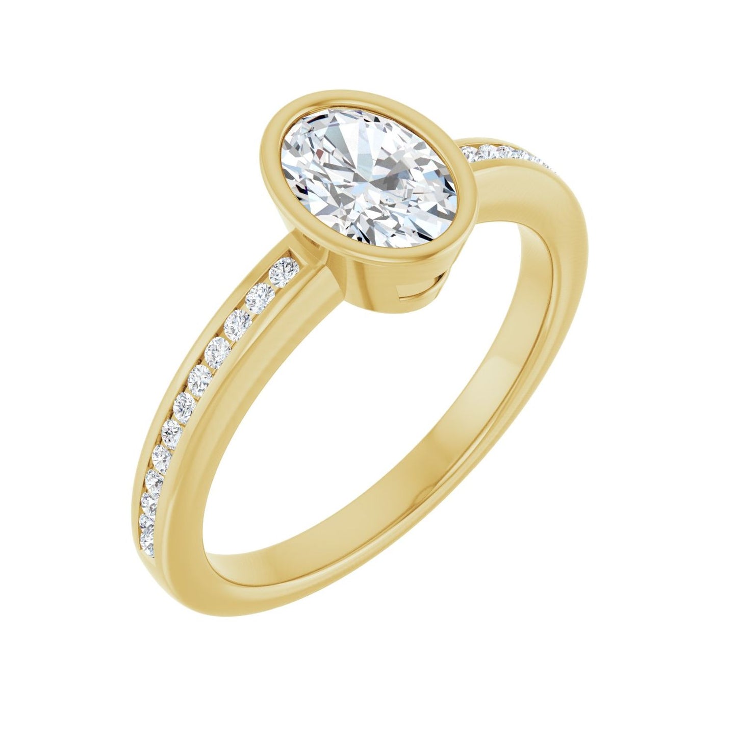 Oval Bezel-Set Solitaire Engagement Ring | Metal Type=14K Yellow Gold | Center Stone Size=1 CT | Image 1