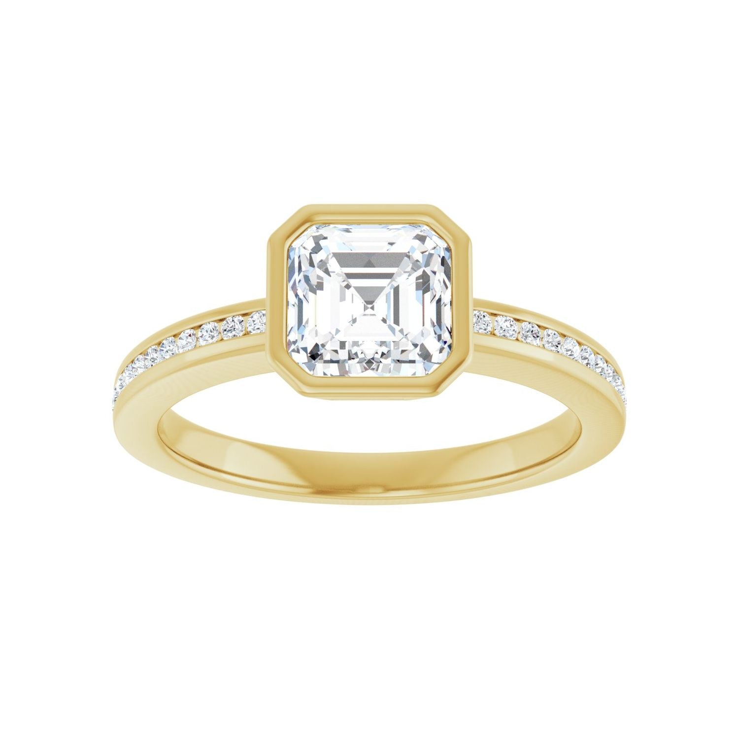 Asscher Bezel-Set Solitaire Engagement Ring | Metal Type=14K Yellow Gold | Center Stone Size=1 CT | Image 3