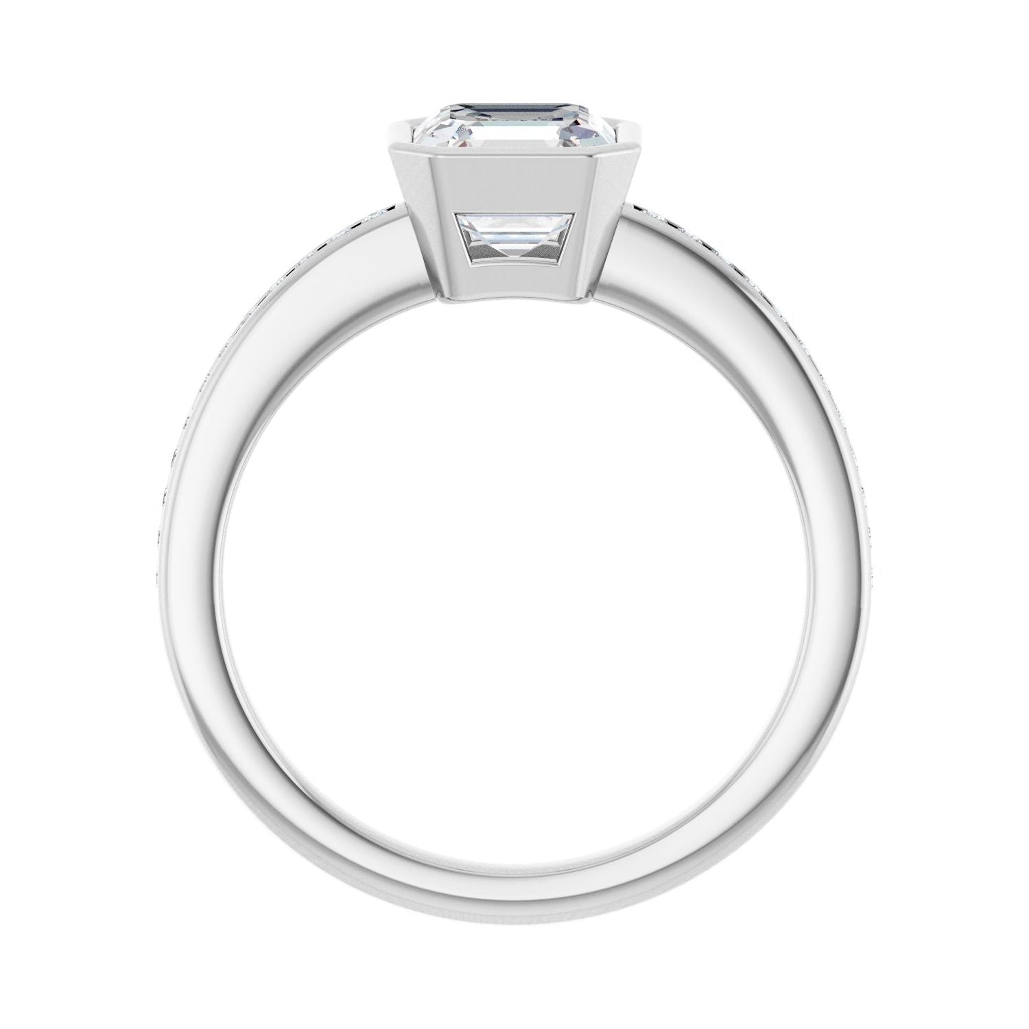 Asscher Bezel-Set Solitaire Engagement Ring | Metal Type=14K White Gold | Center Stone Size=1 CT | Image 2