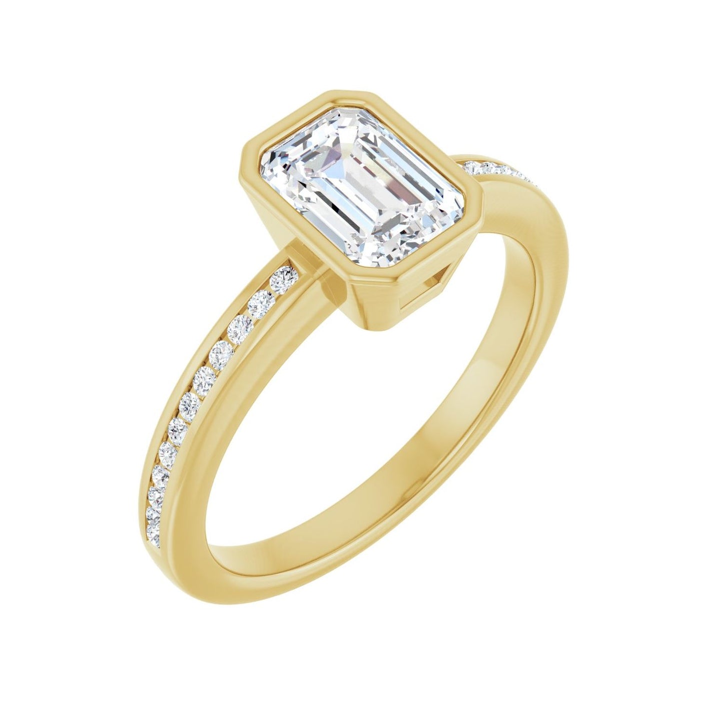 Emerald Bezel-Set Solitaire Engagement Ring | Metal Type=14K Yellow Gold | Center Stone Size=1.5 CT | Image 1