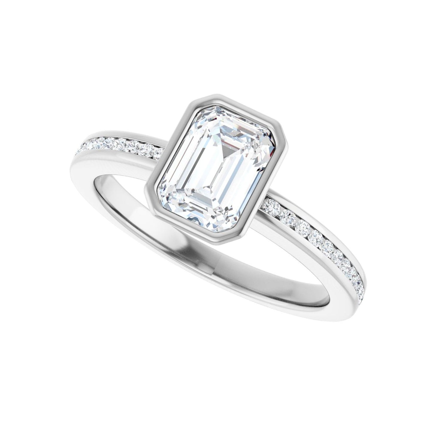 Emerald Bezel-Set Solitaire Engagement Ring | Metal Type=14K White Gold | Center Stone Size=1.5 CT | Image 5