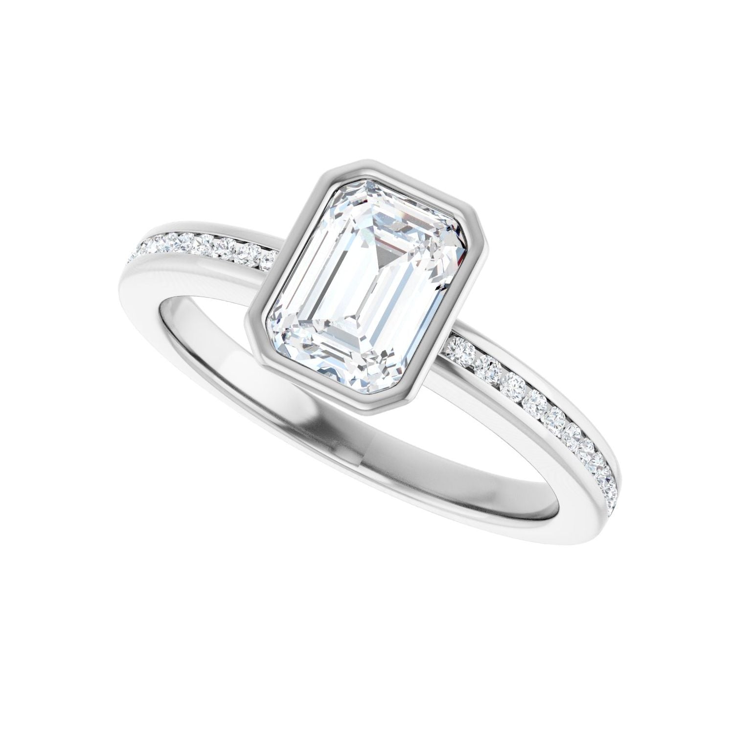 Emerald Bezel-Set Solitaire Engagement Ring | Metal Type=14K White Gold | Center Stone Size=1.5 CT | Image 5