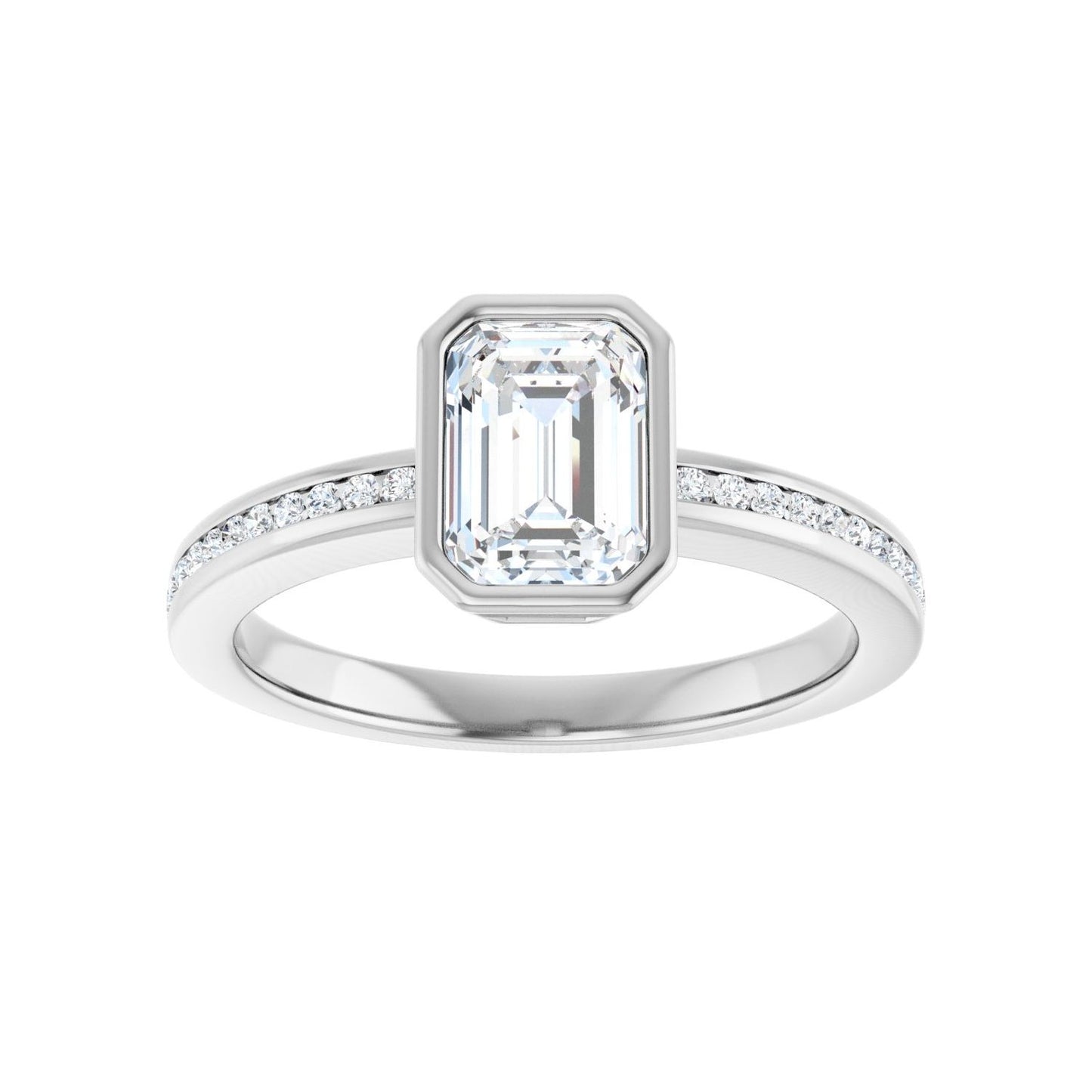 Emerald Bezel-Set Solitaire Engagement Ring | Metal Type=14K White Gold | Center Stone Size=1.5 CT | Image 3