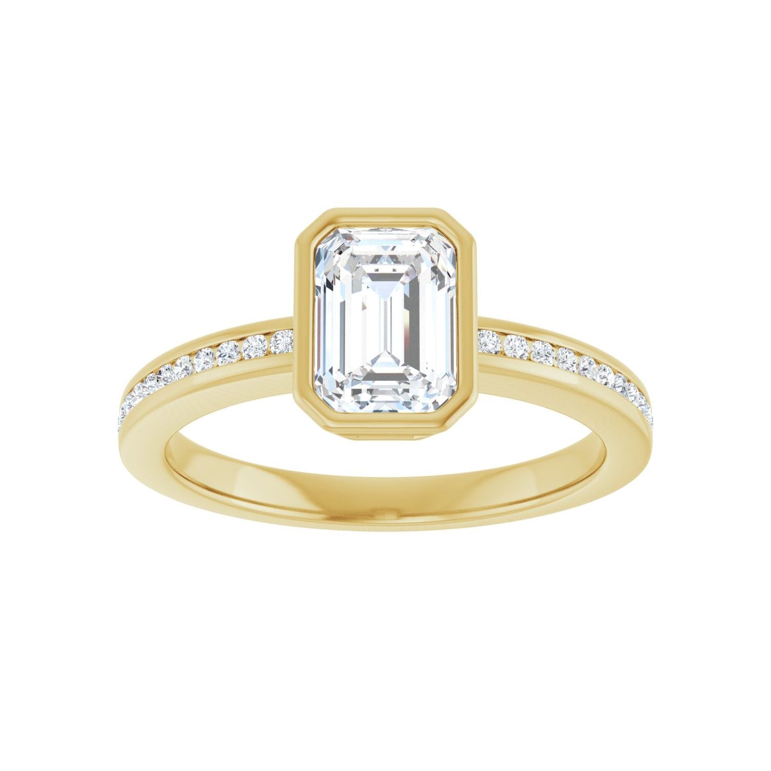 Emerald Bezel-Set Solitaire Engagement Ring | Metal Type=14K Yellow Gold | Center Stone Size=1.5 CT | Image 3