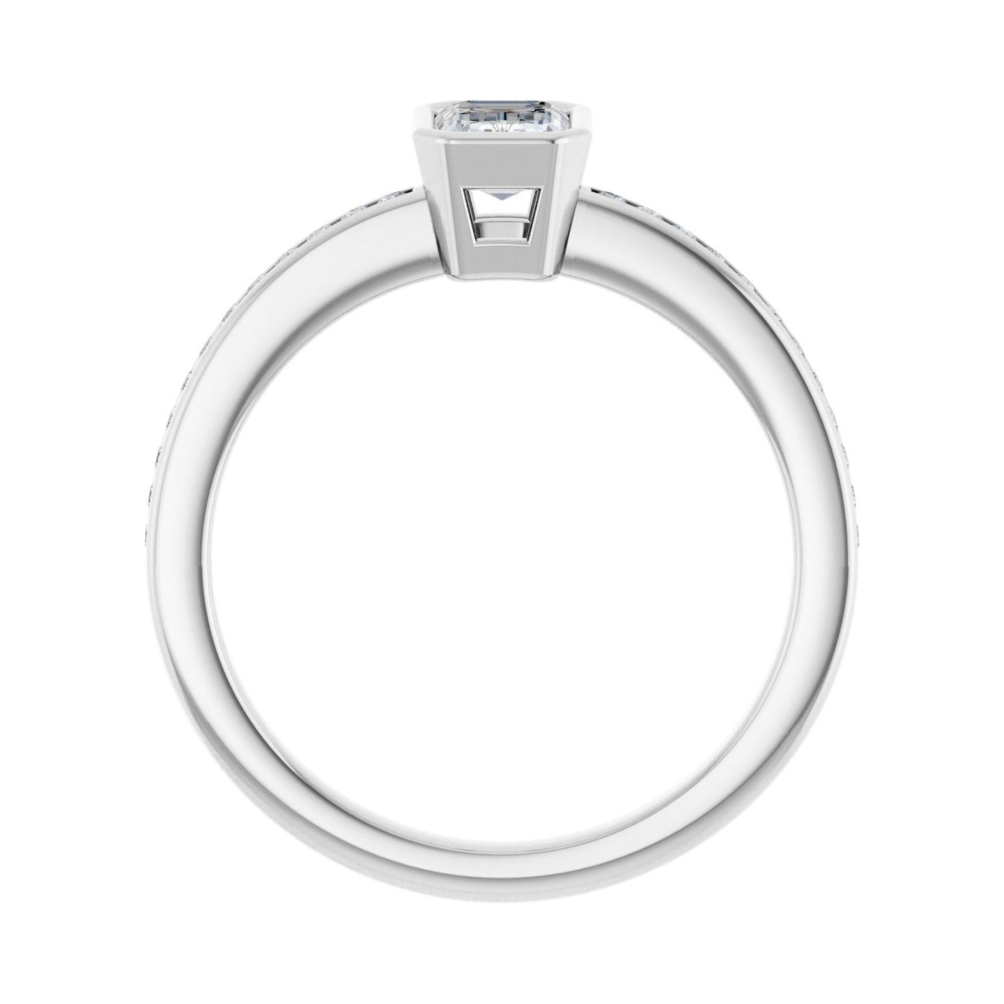 Emerald Bezel-Set Solitaire Engagement Ring | Metal Type=14K White Gold | Center Stone Size=1 CT | Image 2