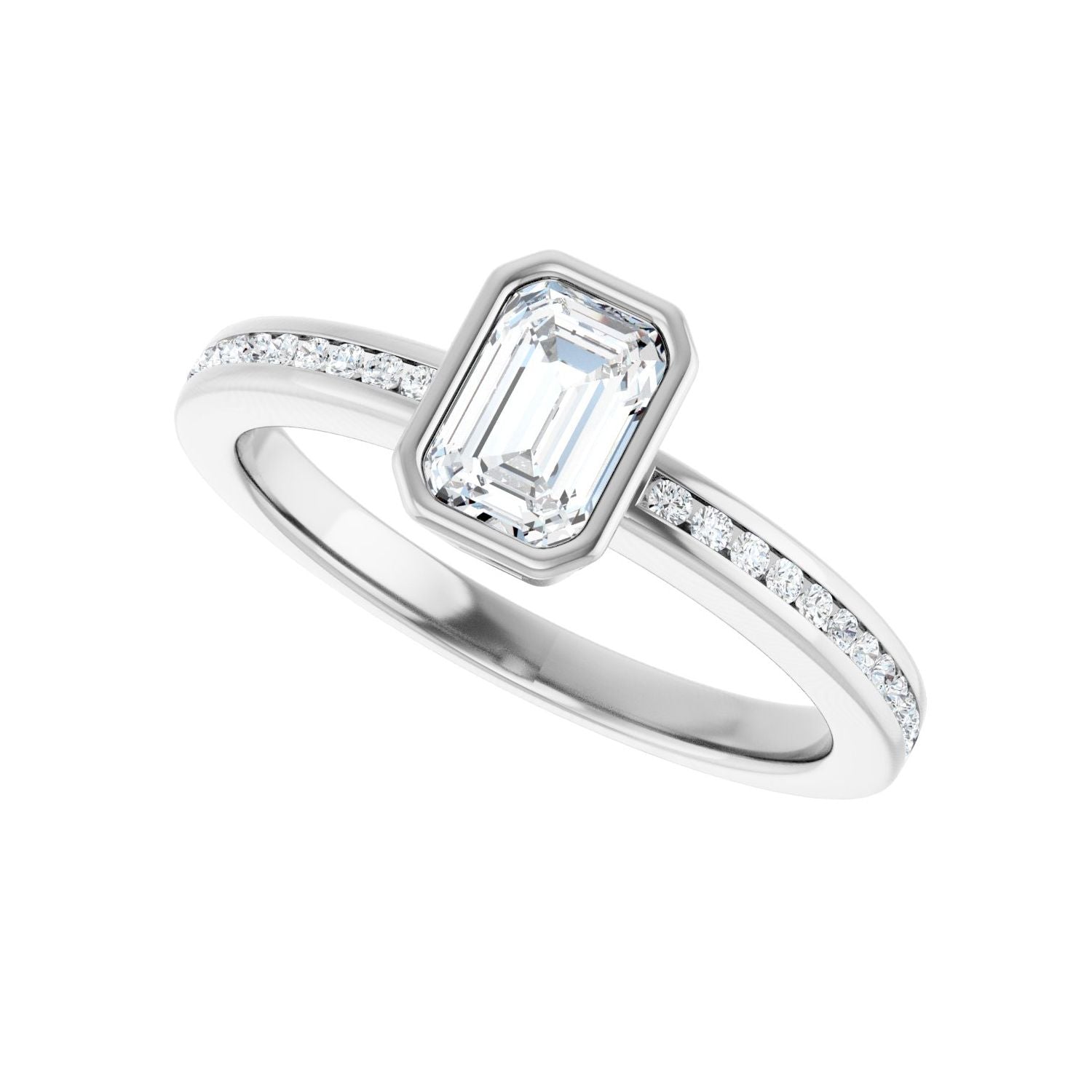 Emerald Bezel-Set Solitaire Engagement Ring | Metal Type=14K White Gold | Center Stone Size=1 CT | Image 5
