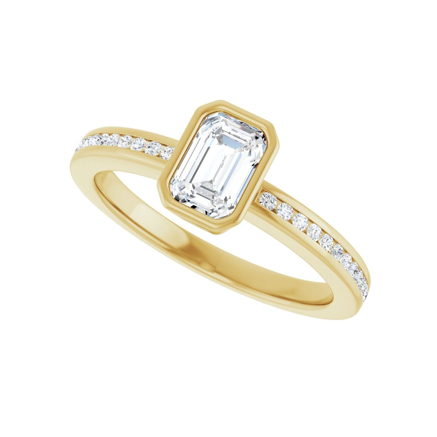 Emerald Bezel-Set Solitaire Engagement Ring | Metal Type=14K Yellow Gold | Center Stone Size=1 CT | Image 5