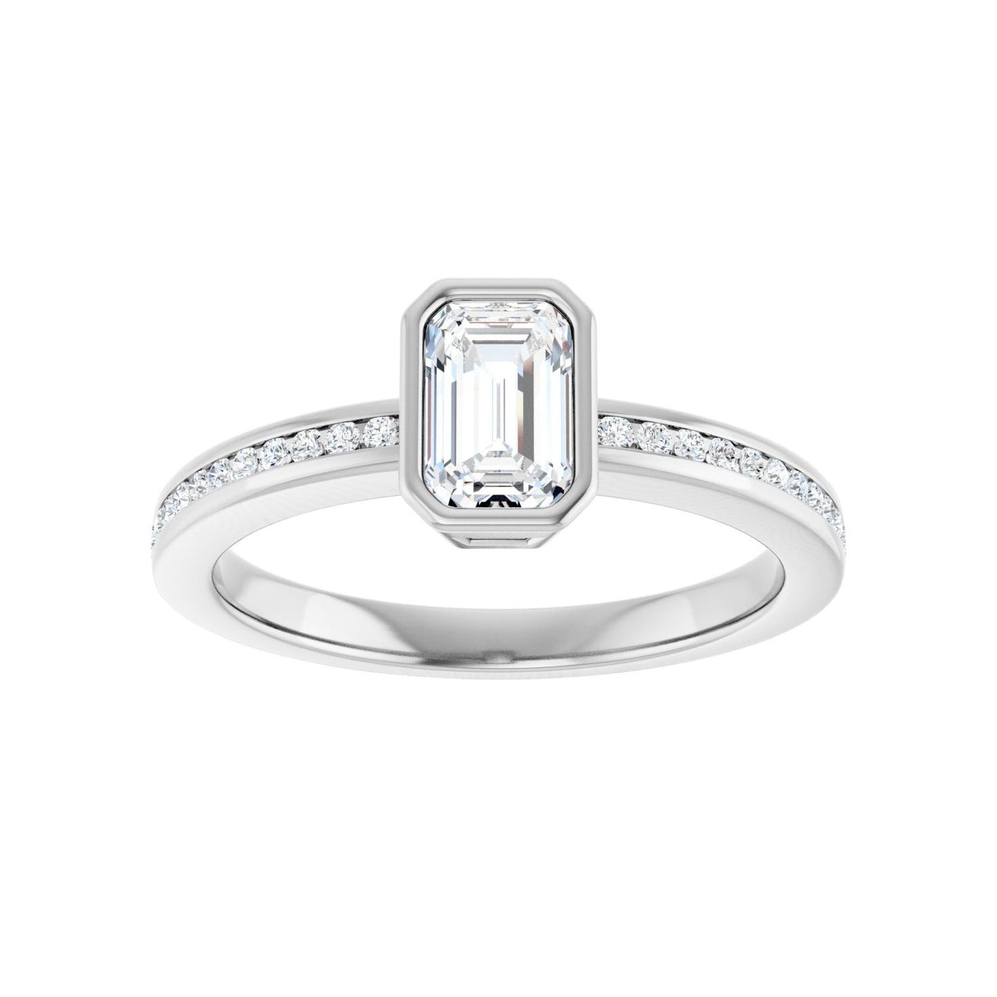 Emerald Bezel-Set Solitaire Engagement Ring | Metal Type=14K White Gold | Center Stone Size=1 CT | Image 3