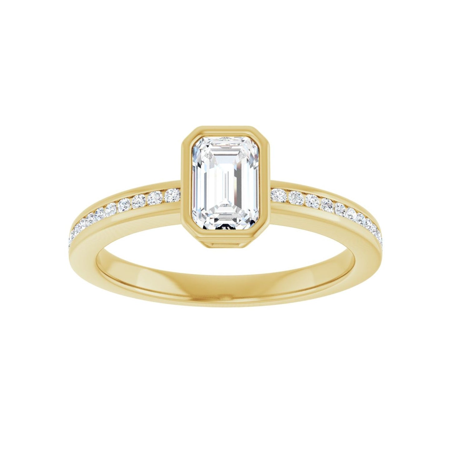 Emerald Bezel-Set Solitaire Engagement Ring | Metal Type=14K Yellow Gold | Center Stone Size=1 CT | Image 3