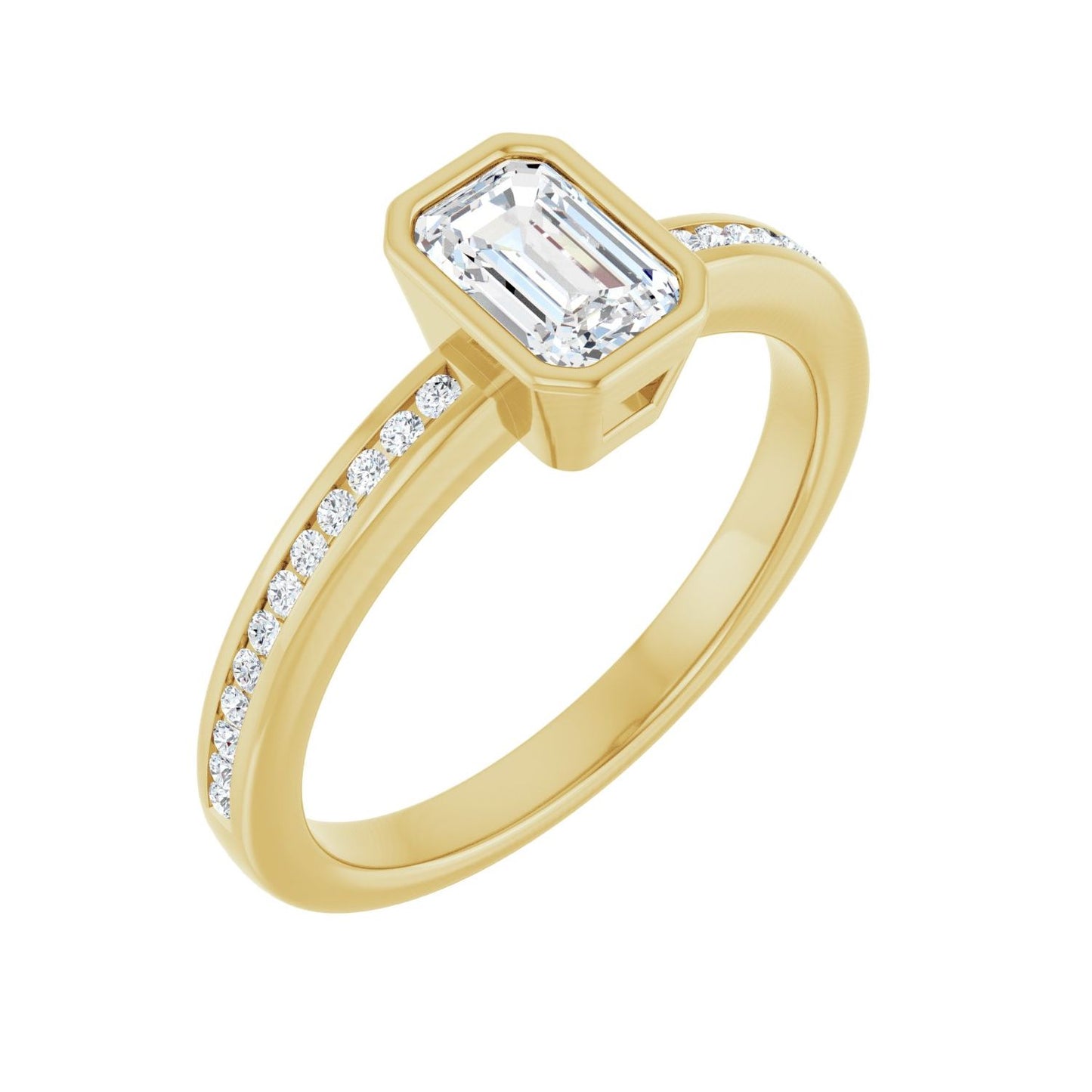 Emerald Bezel-Set Solitaire Engagement Ring | Metal Type=14K Yellow Gold | Center Stone Size=1 CT | Image 1