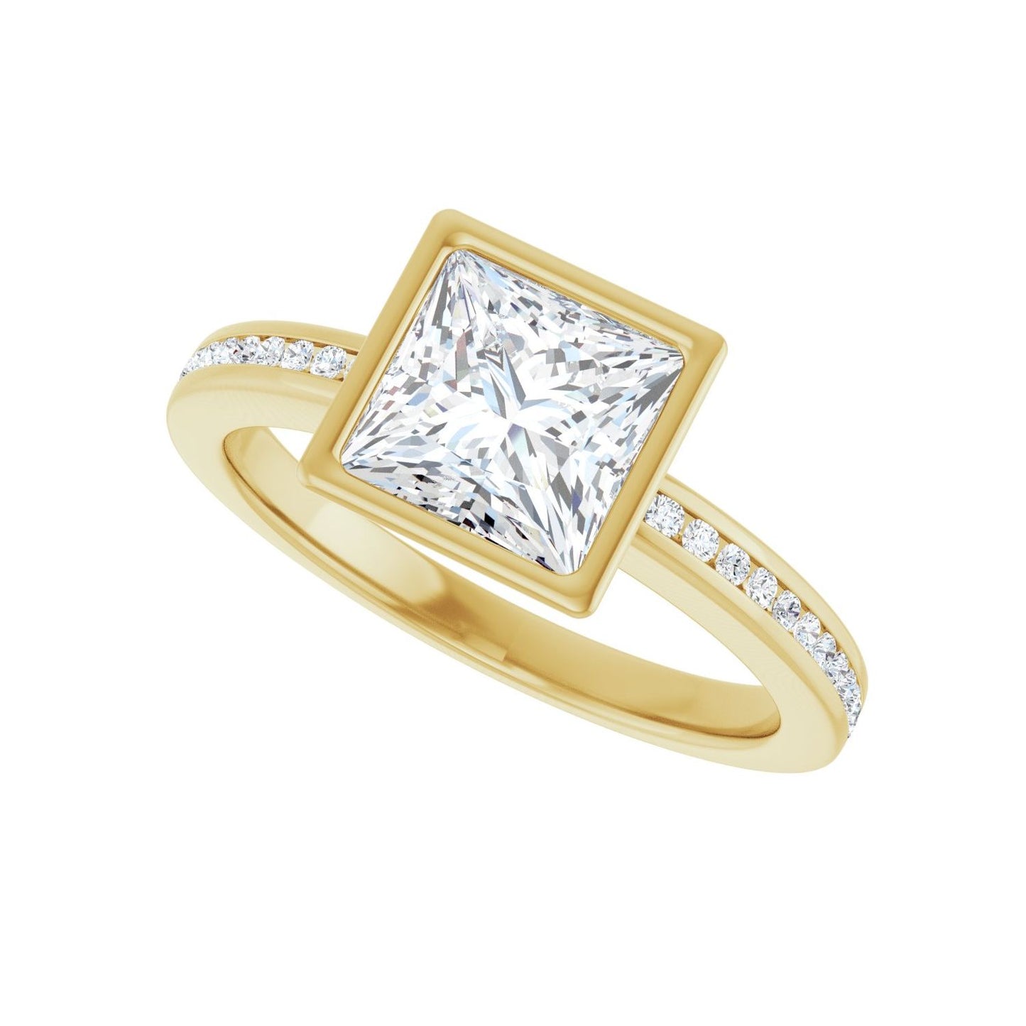 Square Bezel-Set Solitaire Engagement Ring | Metal Type=14K Yellow Gold | Center Stone Size=1.5 CT | Image 5