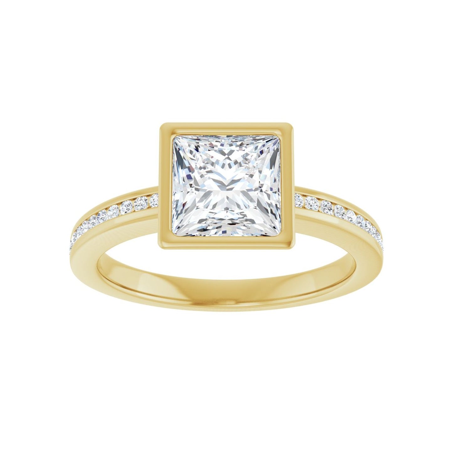 Square Bezel-Set Solitaire Engagement Ring | Metal Type=14K Yellow Gold | Center Stone Size=1.5 CT | Image 3