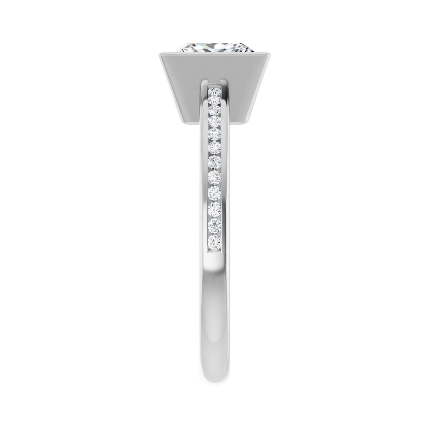 Square Bezel-Set Solitaire Engagement Ring | Metal Type=14K White Gold | Center Stone Size=1.5 CT | Image 4