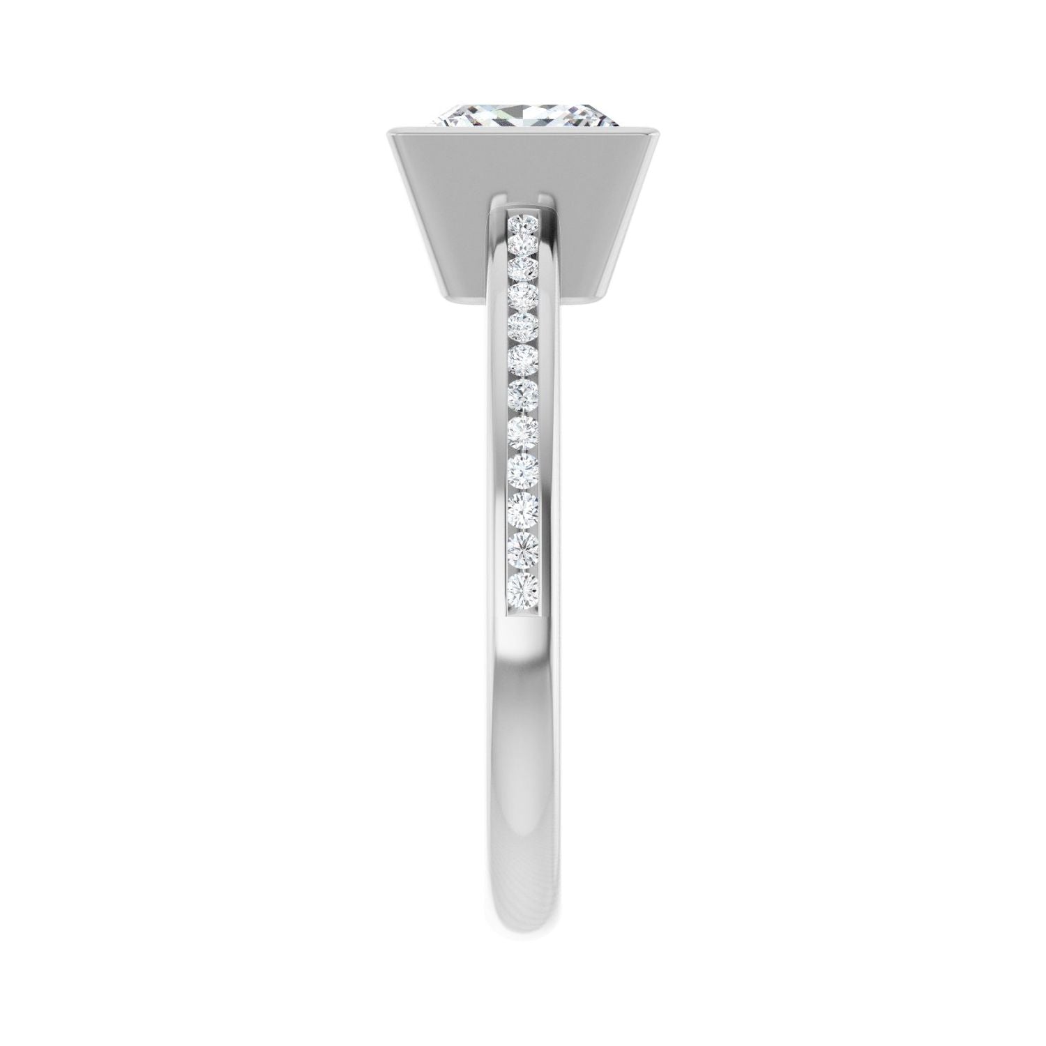 Square Bezel-Set Solitaire Engagement Ring | Metal Type=14K White Gold | Center Stone Size=1.5 CT | Image 4