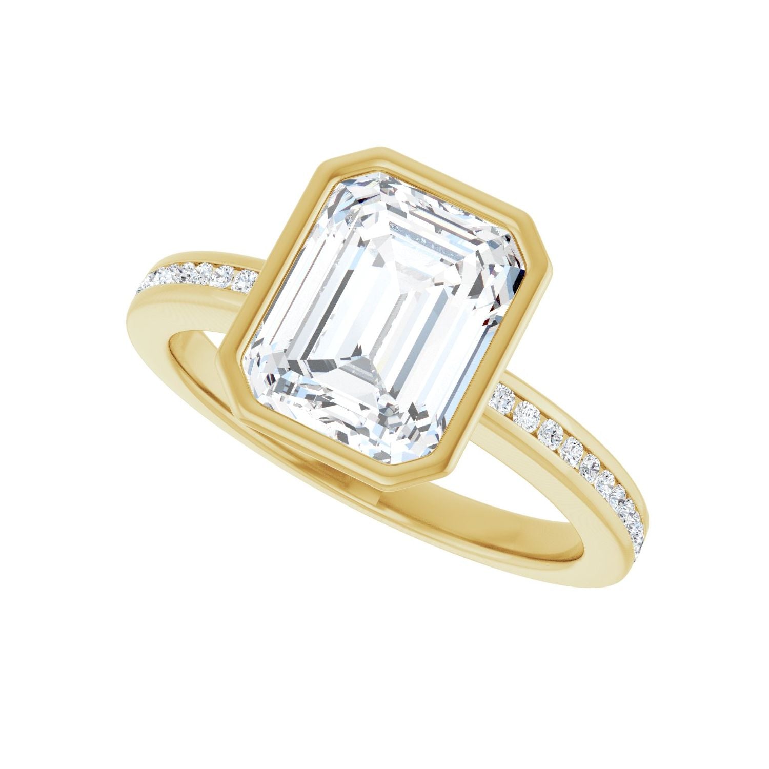 Emerald Bezel-Set Solitaire Engagement Ring | Metal Type=14K Yellow Gold | Center Stone Size=2.5 CT | Image 5
