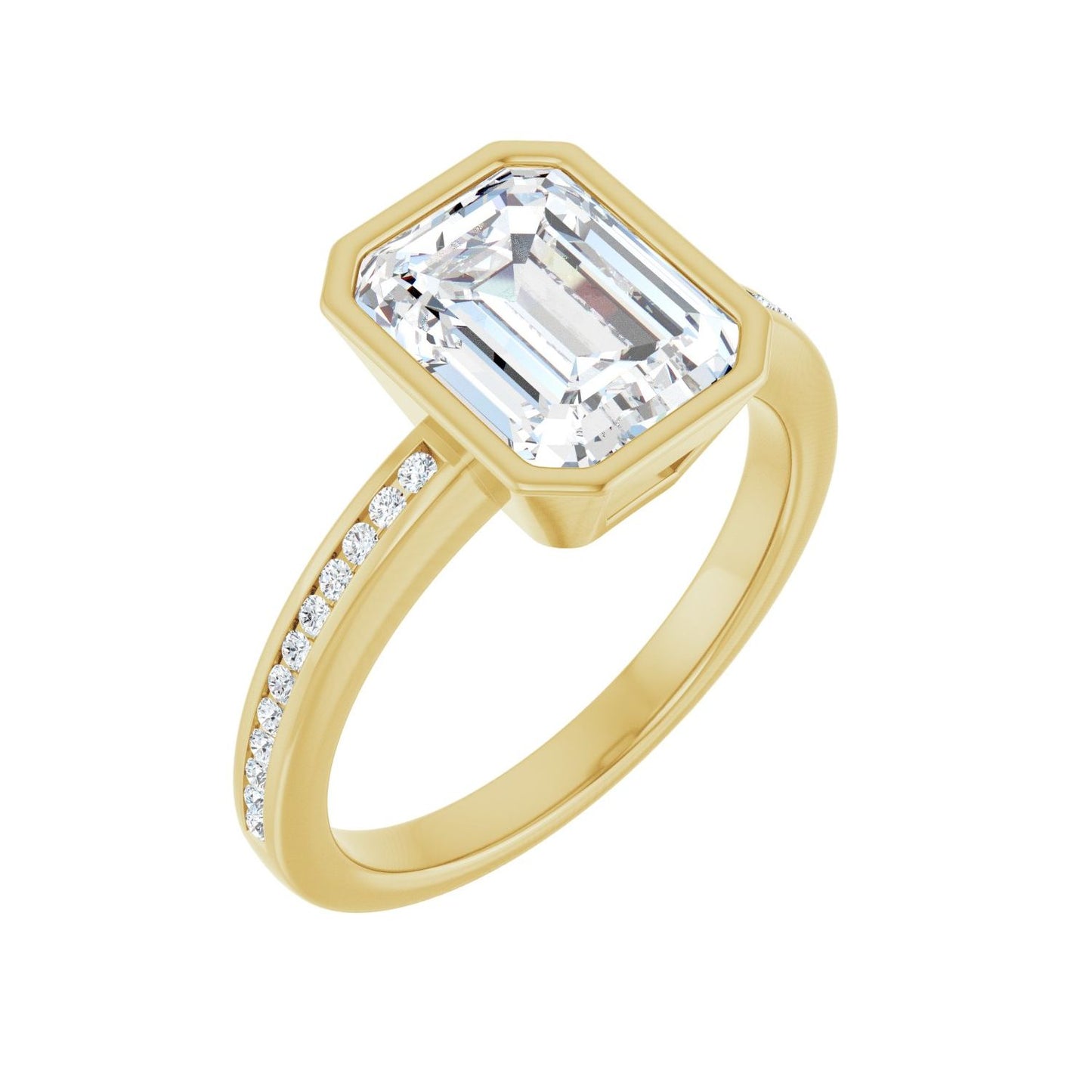 Emerald Bezel-Set Solitaire Engagement Ring | Metal Type=14K Yellow Gold | Center Stone Size=2.5 CT | Image 1