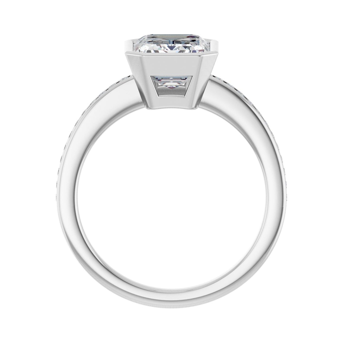 Emerald Bezel-Set Solitaire Engagement Ring | Metal Type=14K White Gold | Center Stone Size=2.5 CT | Image 2