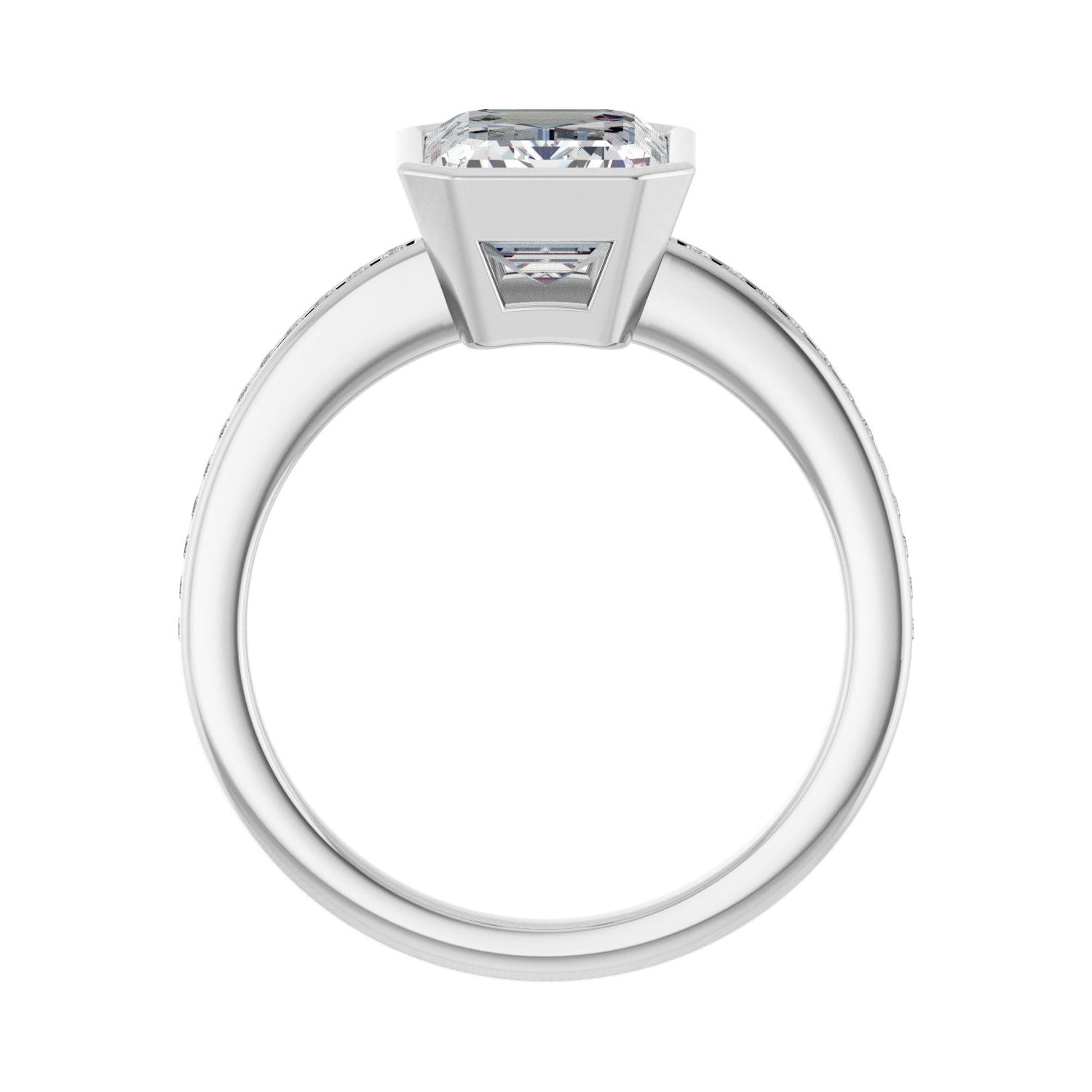 Emerald Bezel-Set Solitaire Engagement Ring | Metal Type=14K White Gold | Center Stone Size=2.5 CT | Image 2
