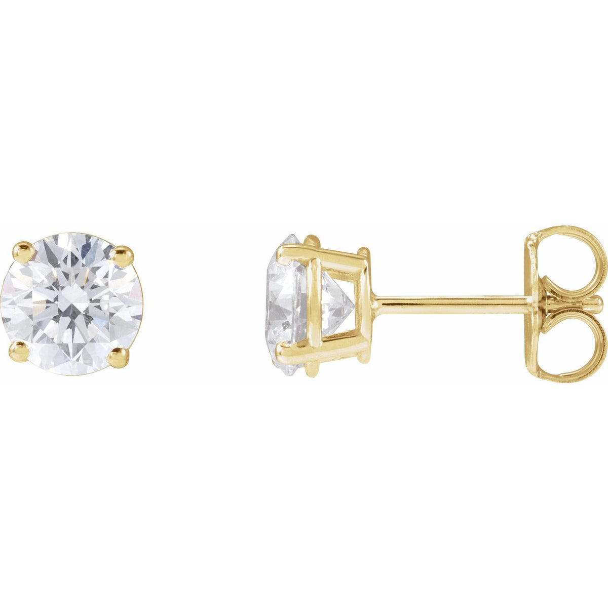 Round 4-Prong Lightweight Stud Earrings | Metal Type=14K Yellow Gold | Center Stone Size=3 TCW | Image 1