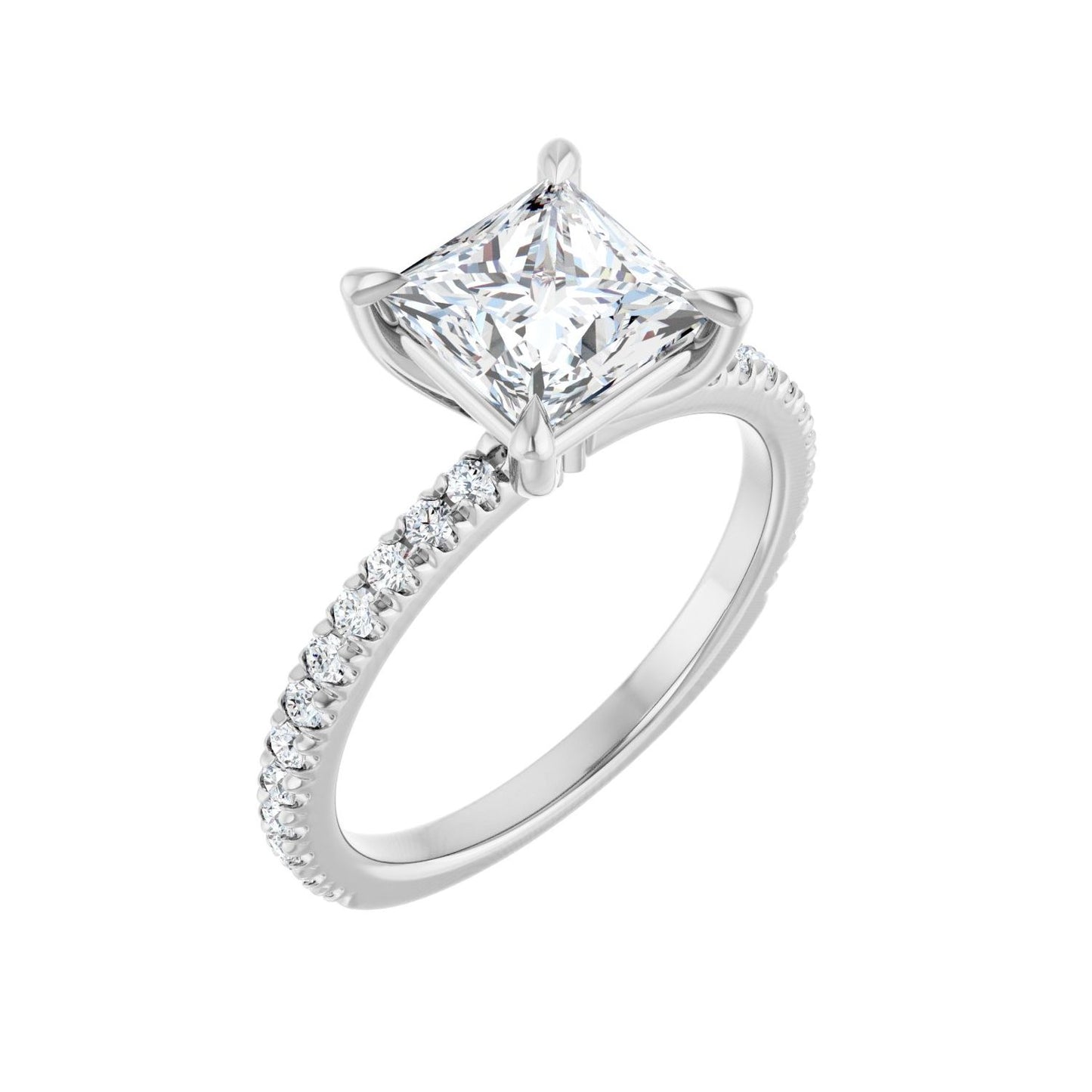 Square Claw-Prong Engagement Ring | Metal Type=14K White Gold | Center Stone Size=1.5 CT | Image 1