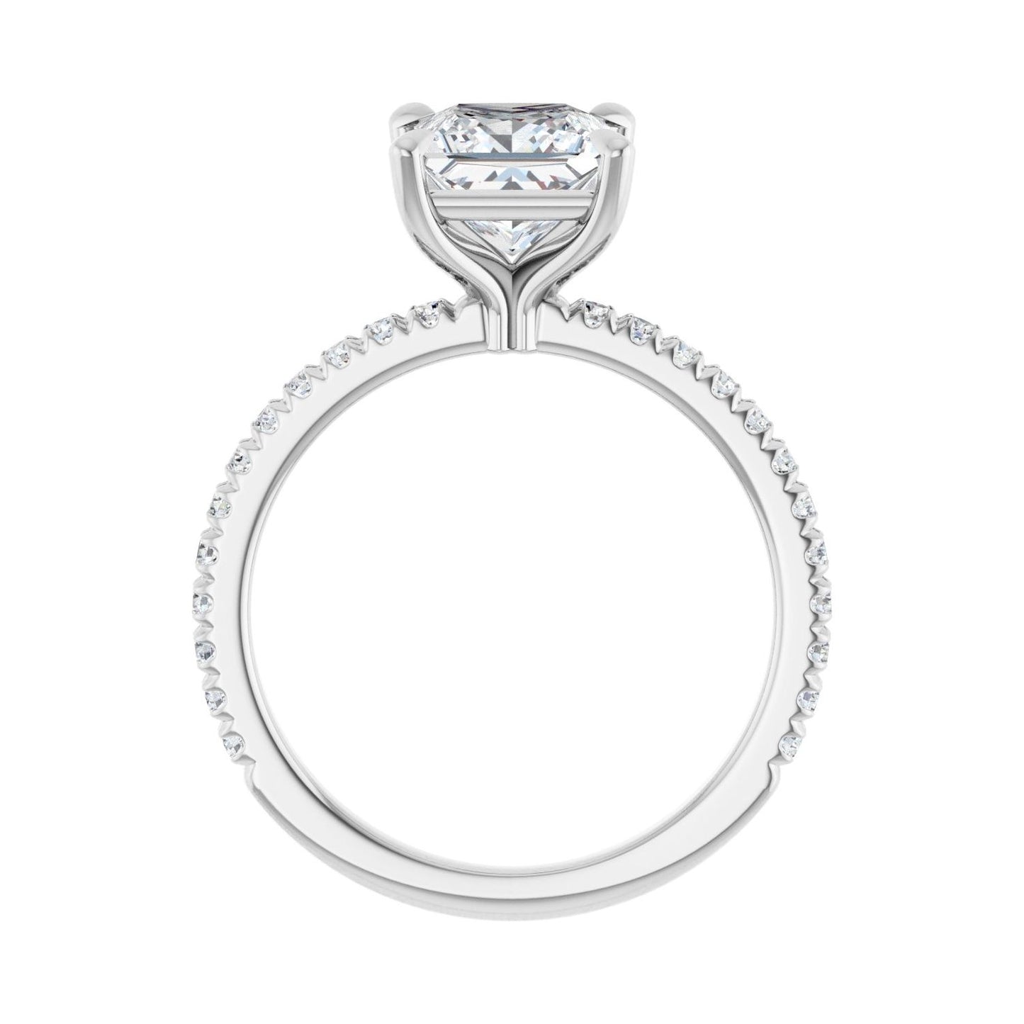 Square Claw-Prong Engagement Ring | Metal Type=14K White Gold | Center Stone Size=1.5 CT | Image 2