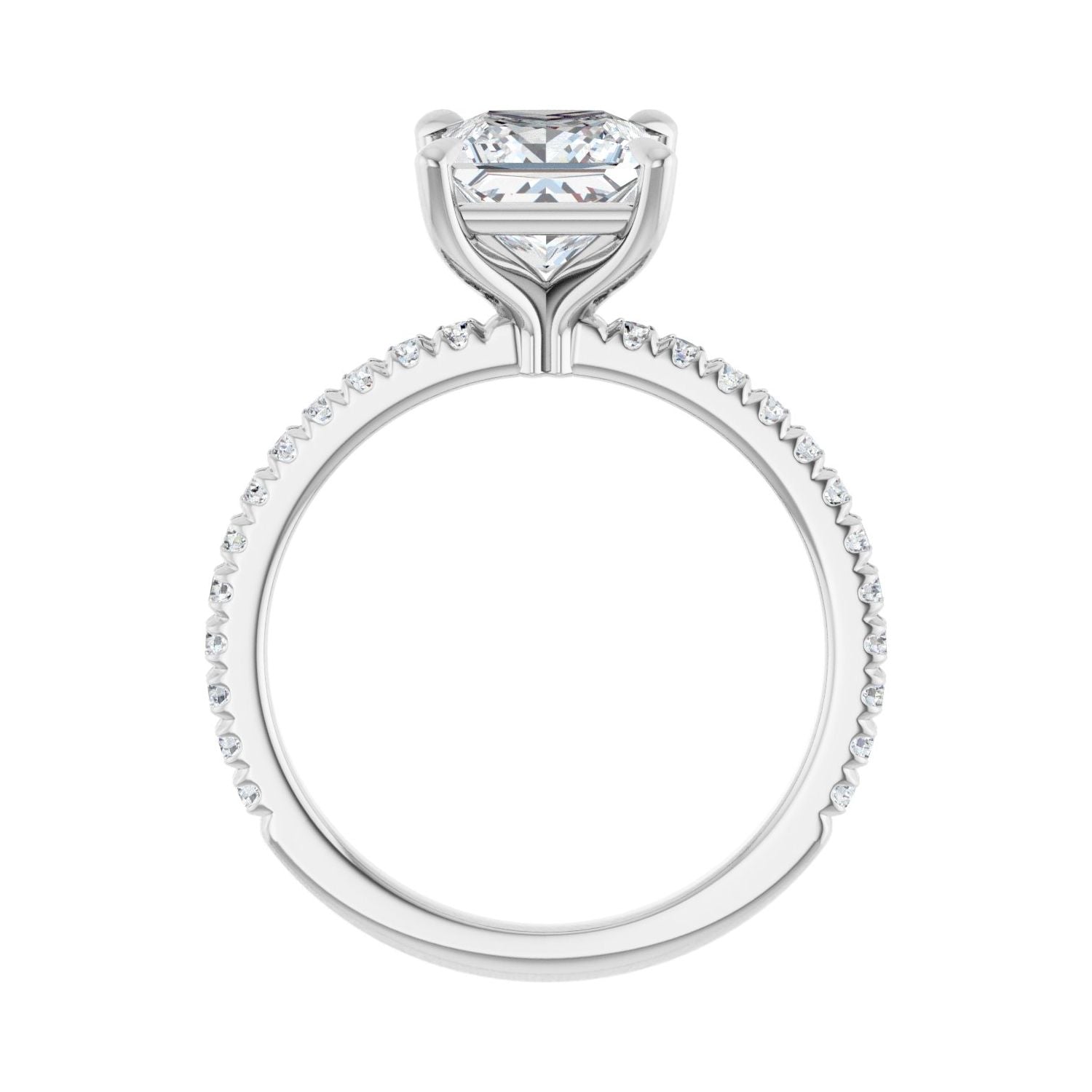 Square Claw-Prong Engagement Ring | Metal Type=14K White Gold | Center Stone Size=1.5 CT | Image 2