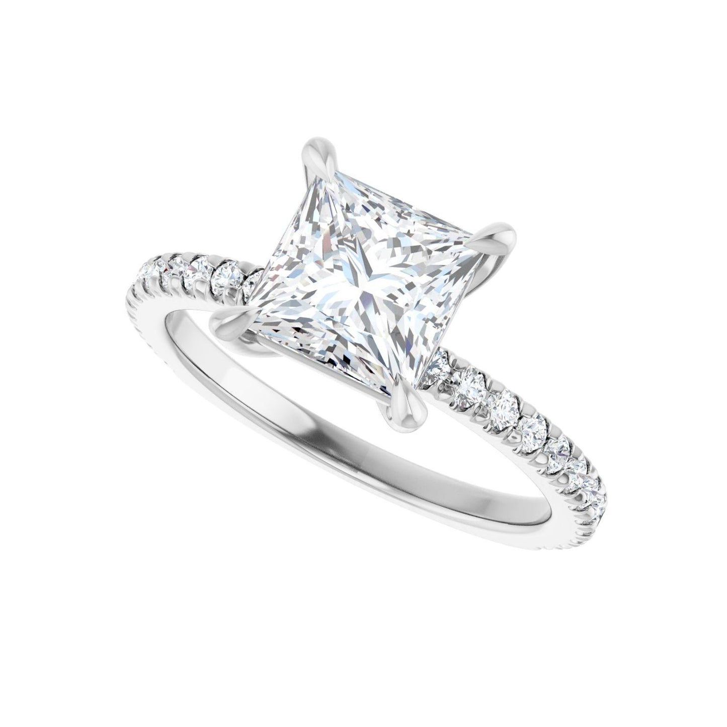 Square Claw-Prong Engagement Ring | Metal Type=14K White Gold | Center Stone Size=1.5 CT | Image 5