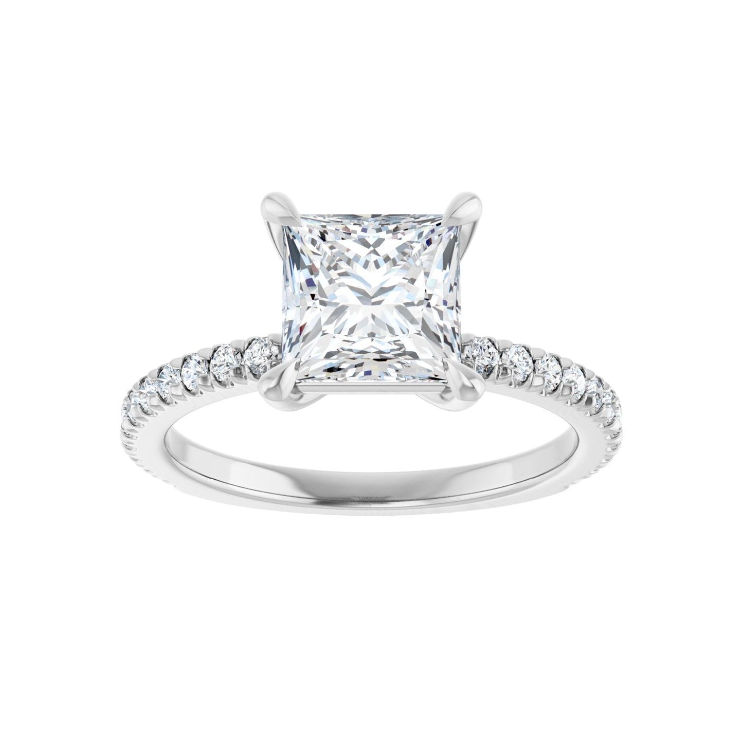 Square Claw-Prong Engagement Ring | Metal Type=14K White Gold | Center Stone Size=1.5 CT | Image 3
