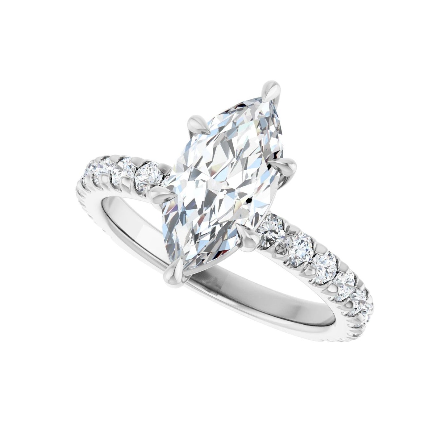 Marquise Claw-Prong Engagement Ring | Metal Type=14K White Gold | Center Stone Size=1.5 CT | Image 5