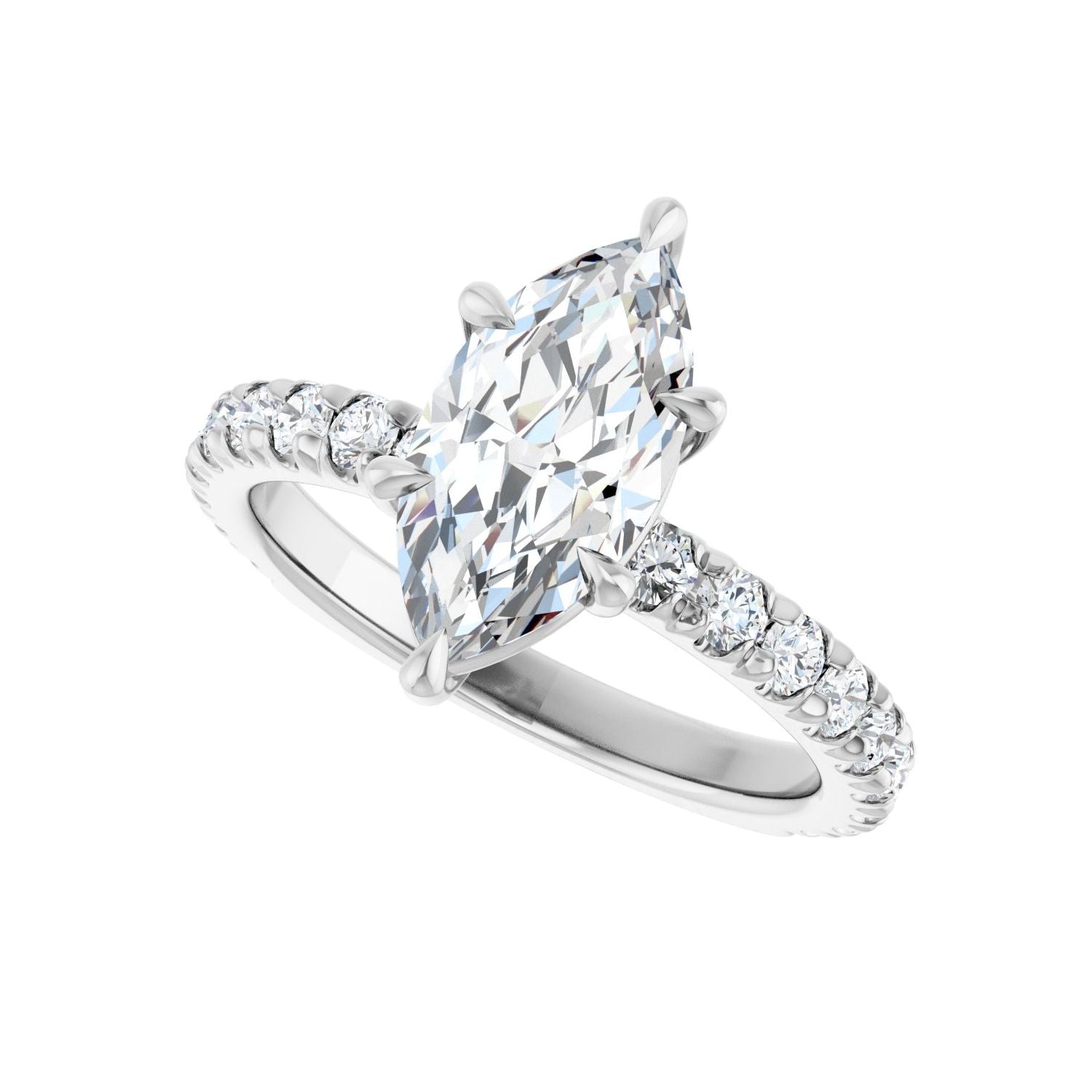 Marquise Claw-Prong Engagement Ring | Metal Type=14K White Gold | Center Stone Size=1.5 CT | Image 5