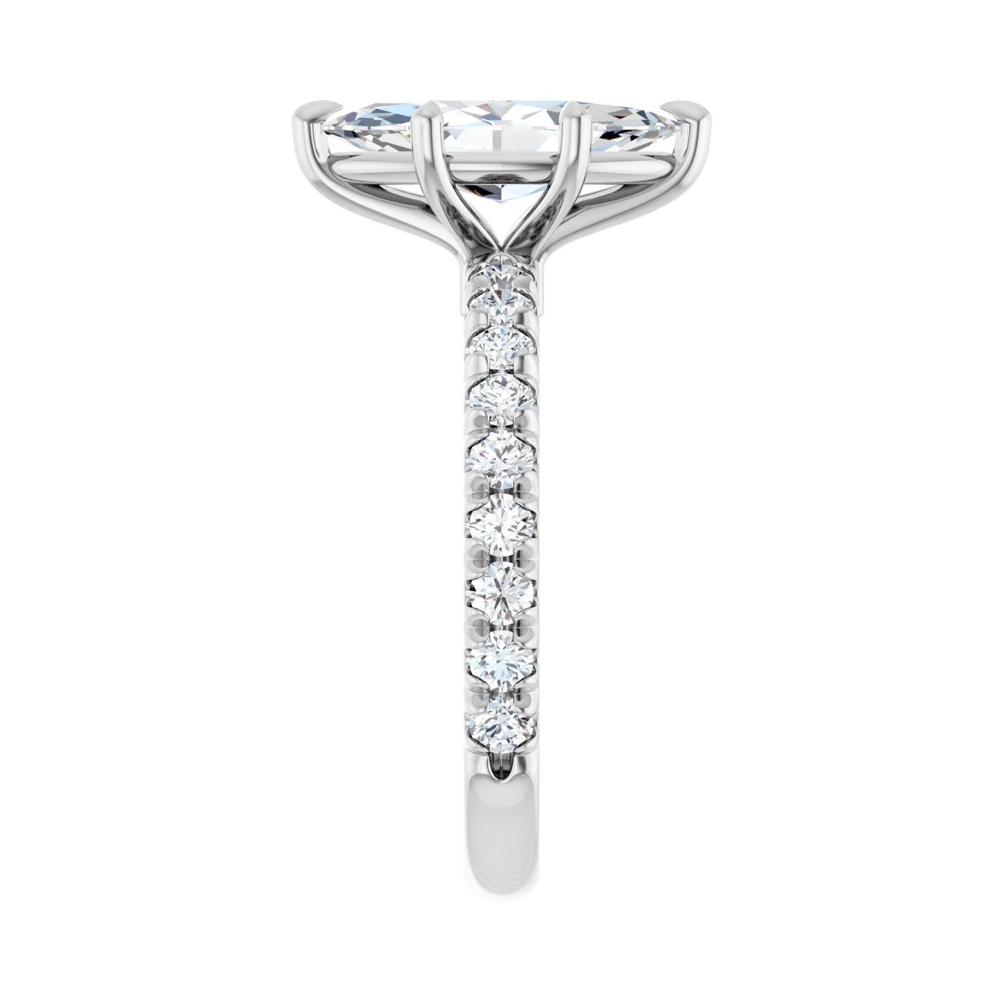 Marquise Claw-Prong Engagement Ring | Metal Type=14K White Gold | Center Stone Size=1.5 CT | Image 4