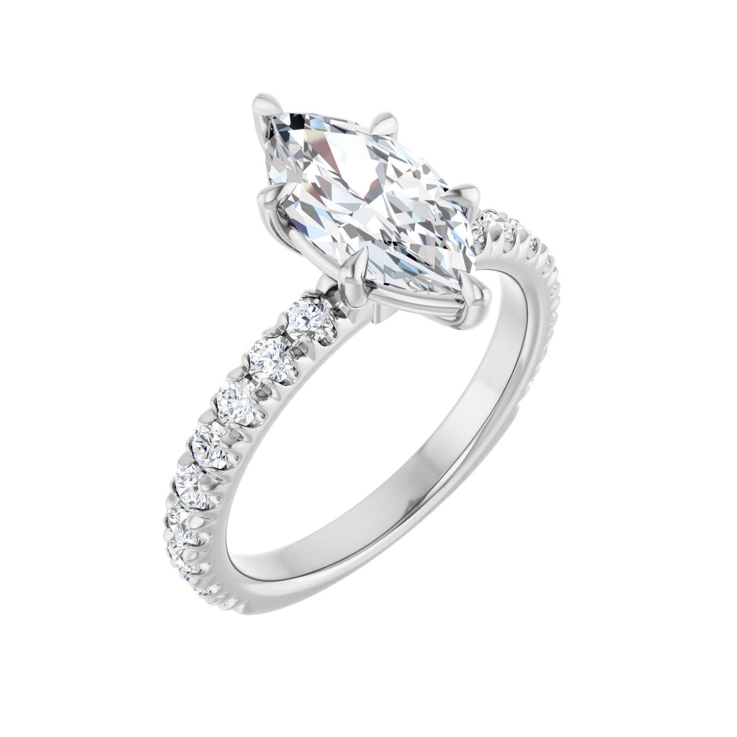 Marquise Claw-Prong Engagement Ring | Metal Type=14K White Gold | Center Stone Size=1.5 CT | Image 1