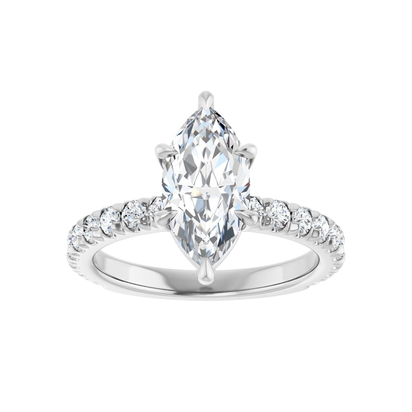 Marquise Claw-Prong Engagement Ring | Metal Type=14K White Gold | Center Stone Size=1.5 CT | Image 3