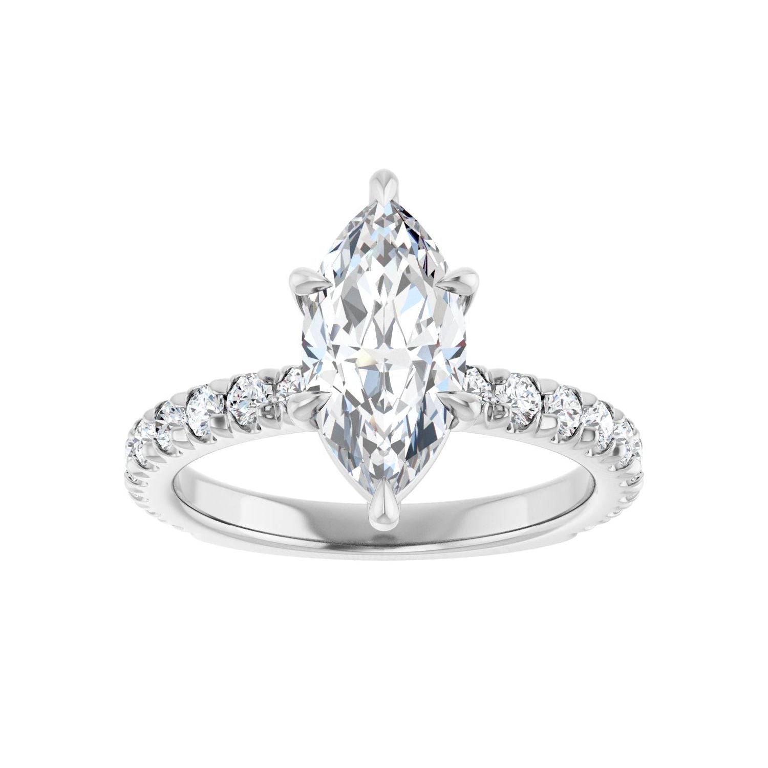 Marquise Claw-Prong Engagement Ring | Metal Type=14K White Gold | Center Stone Size=1.5 CT | Image 3