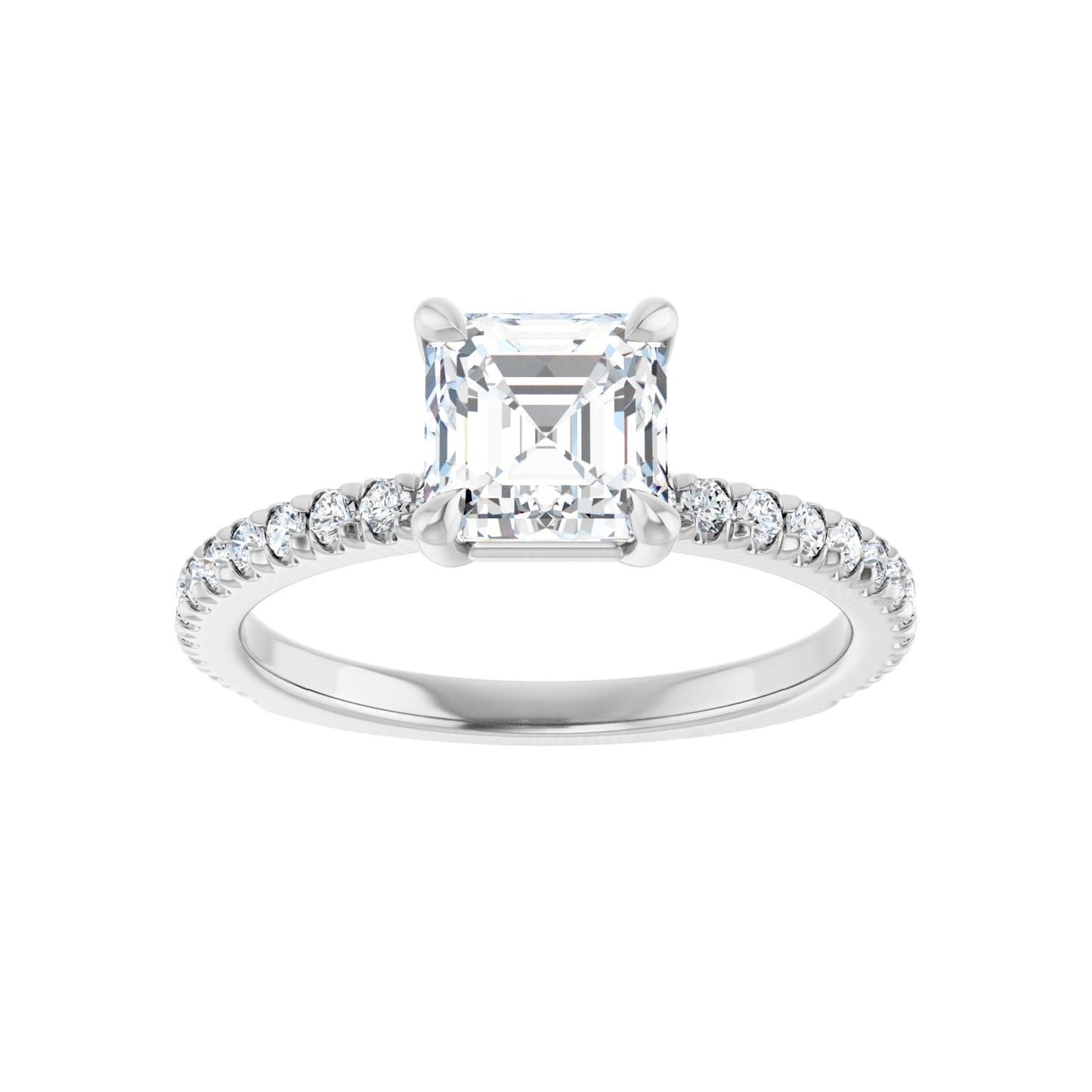 Asscher Claw-Prong Engagement Ring | Metal Type=14K White Gold | Center Stone Size=1 CT | Image 3